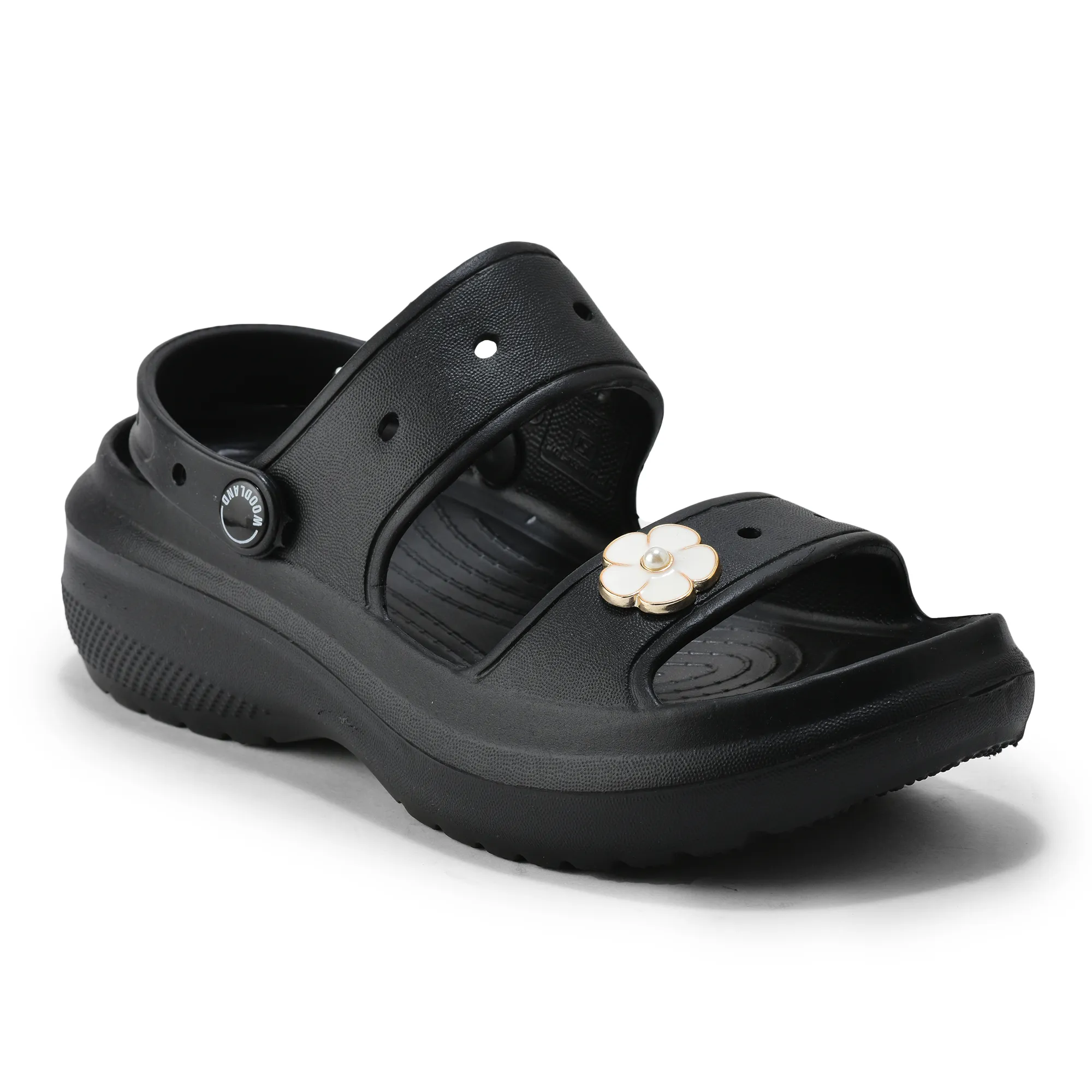 Woodland Women Black EVA Floral Comfort Slides - Thumbnail 4