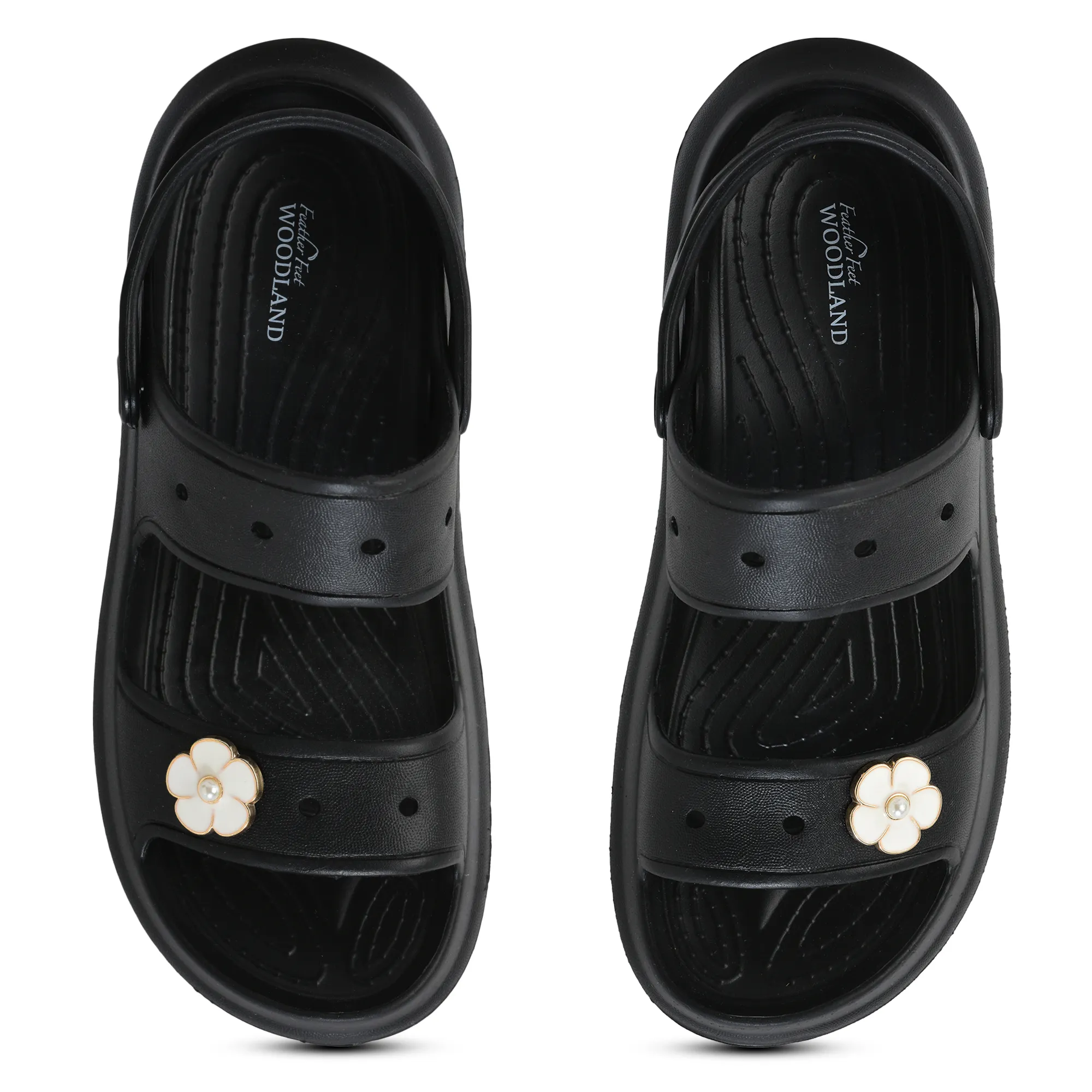 Woodland Women Black EVA Floral Comfort Slides - Thumbnail 6