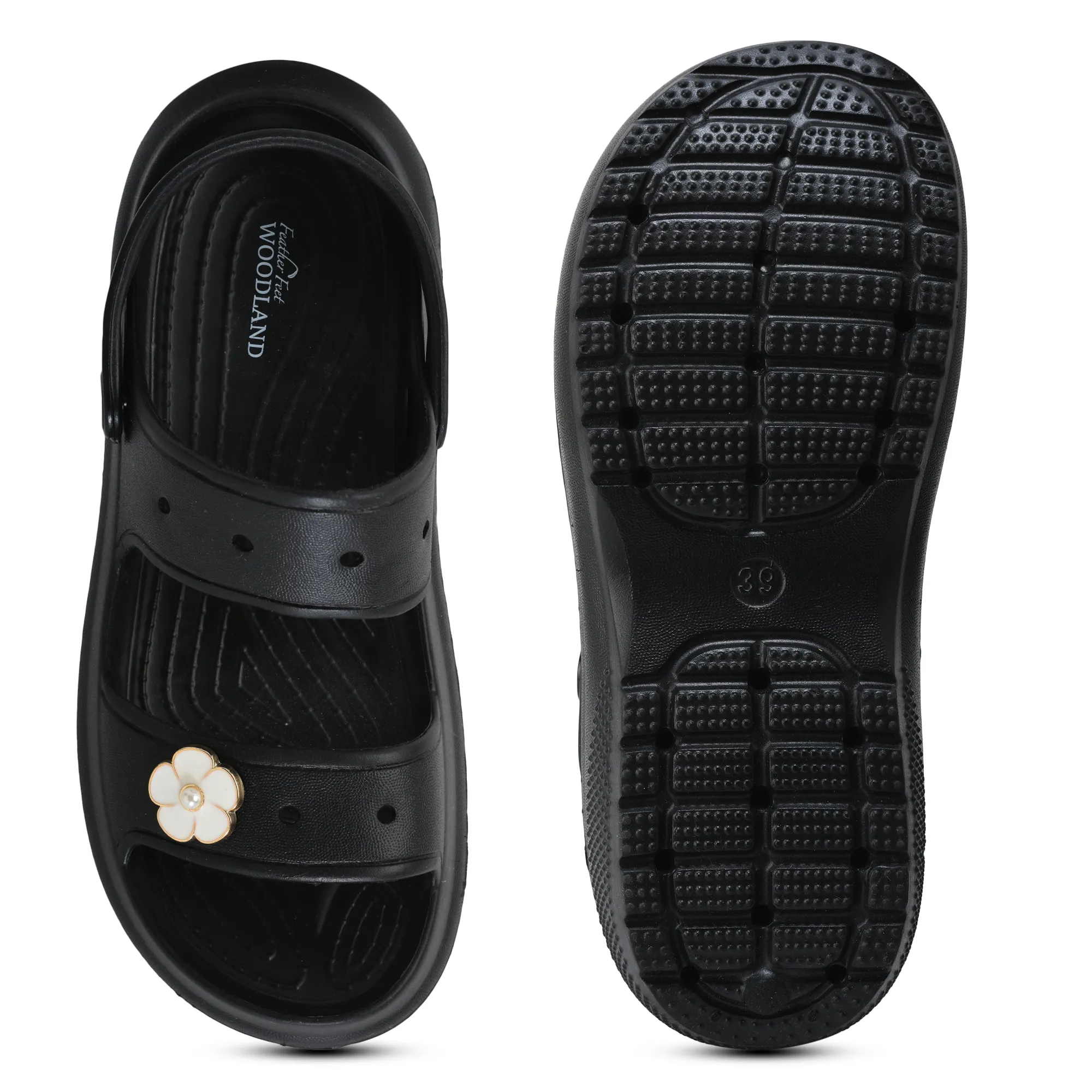 Woodland Women Black EVA Floral Comfort Slides - Thumbnail 10