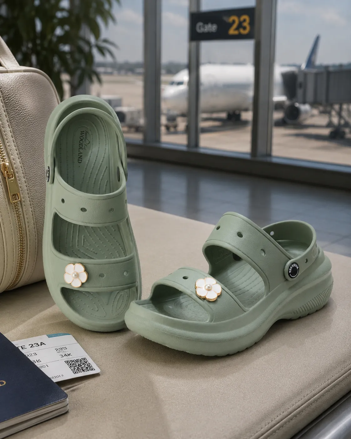 woodland-women-sage-green-eva-floral-comfort-slides