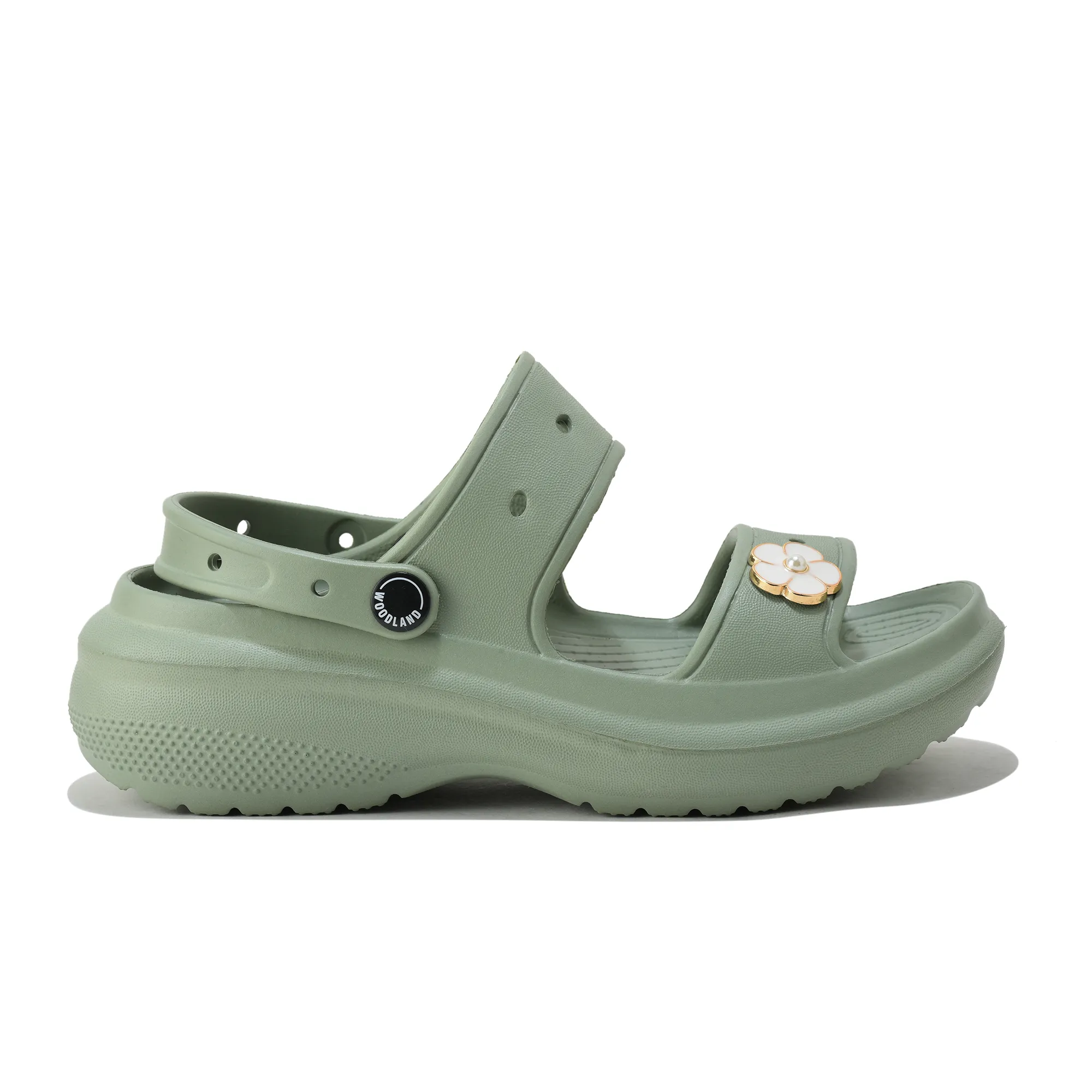 Woodland Women Sage Green EVA Floral Comfort Slides - Thumbnail 2