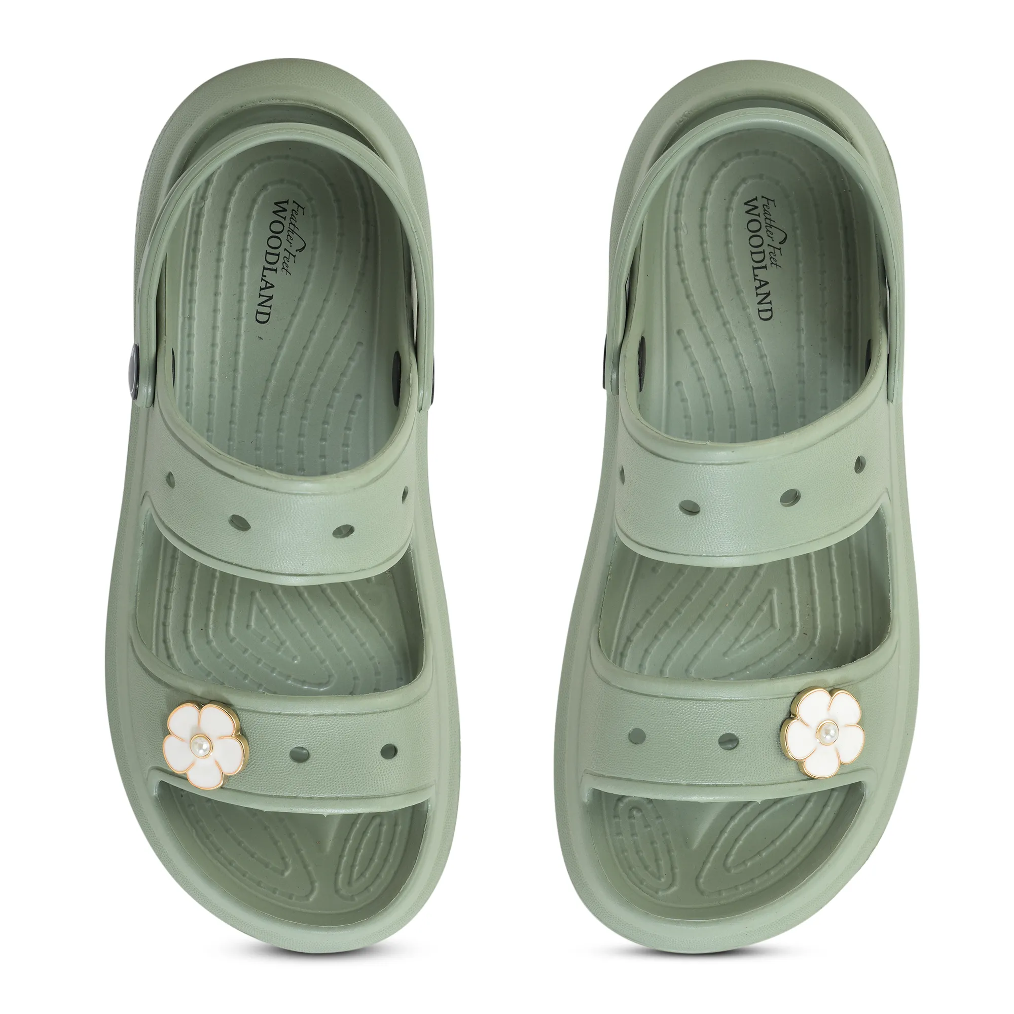 Woodland Women Sage Green EVA Floral Comfort Slides - Thumbnail 6