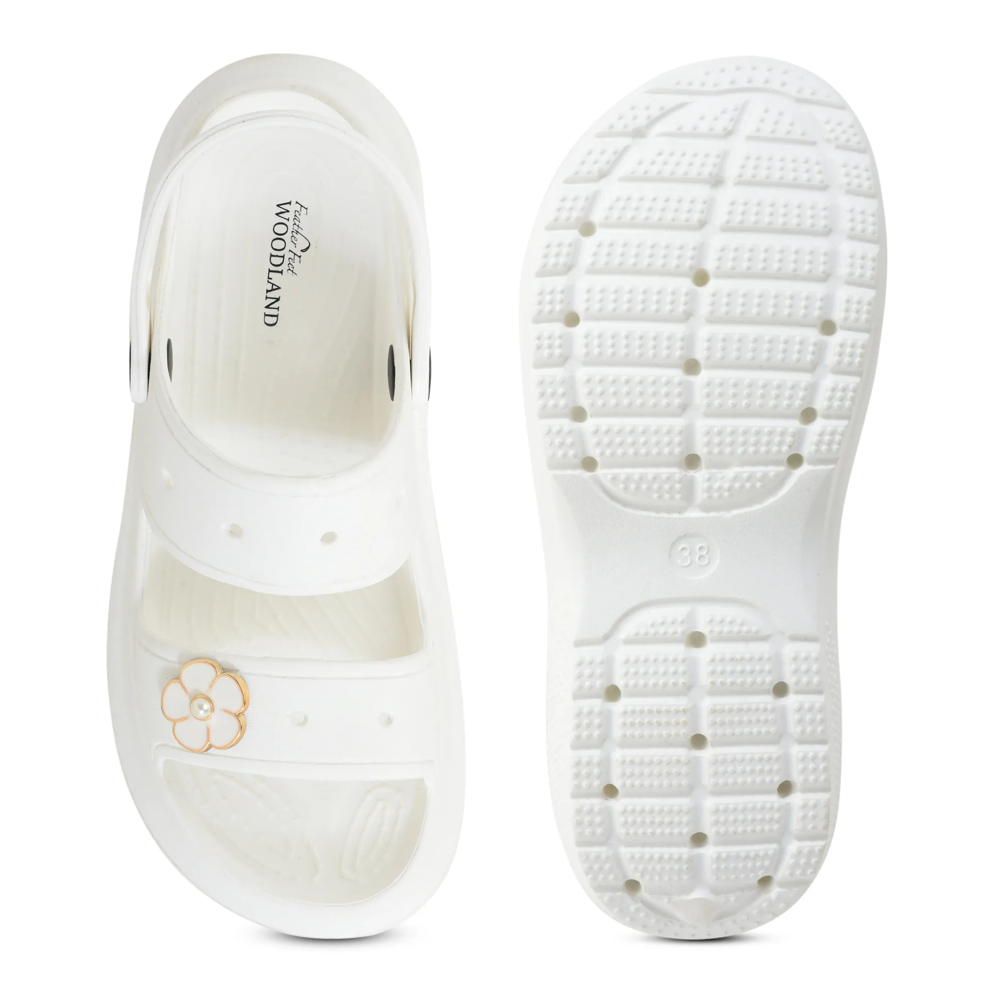 Woodland Women White EVA Floral Comfort Slides - Thumbnail 10