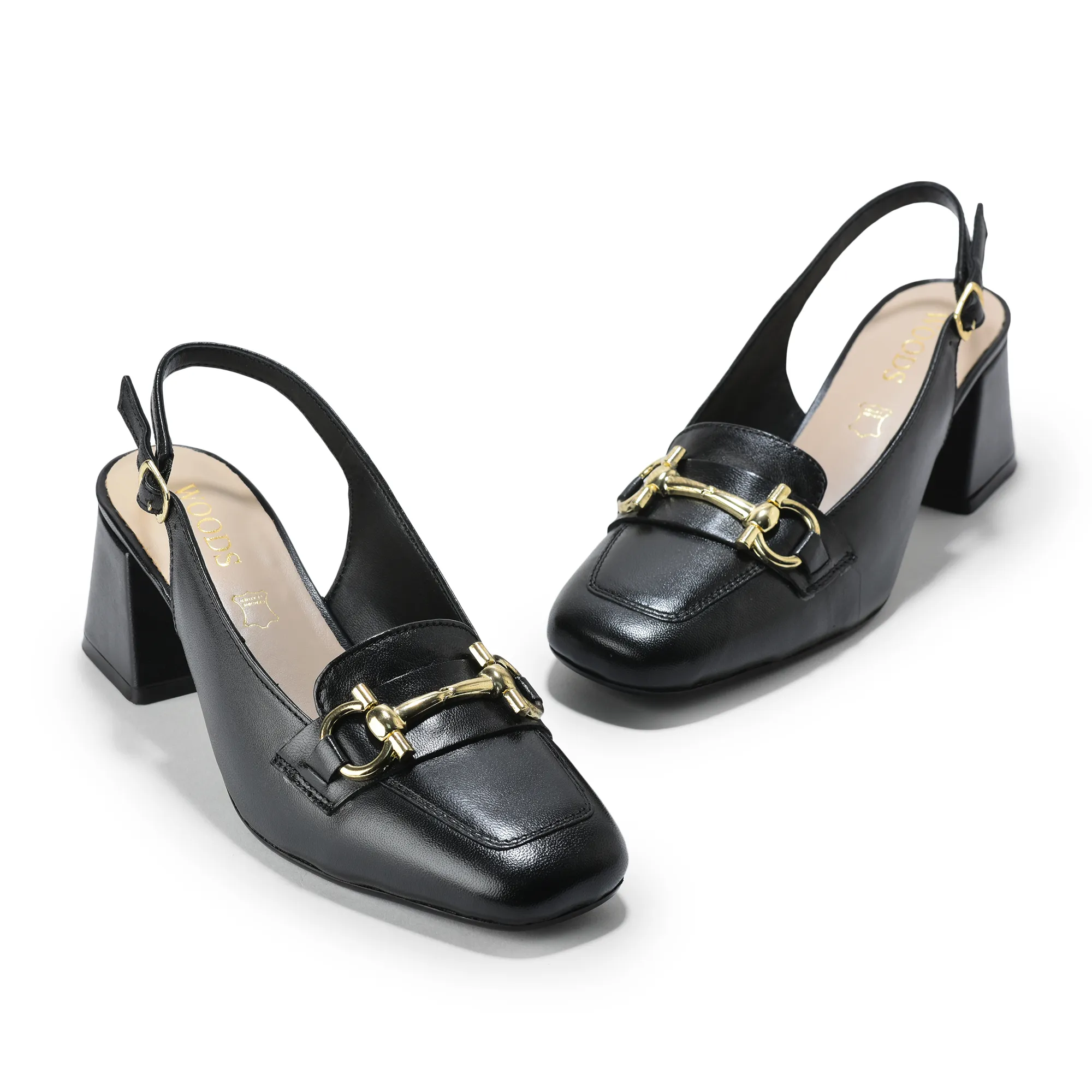 Woodland Ladies Black Leather Sandal with Signature Gold Accent - Thumbnail 9