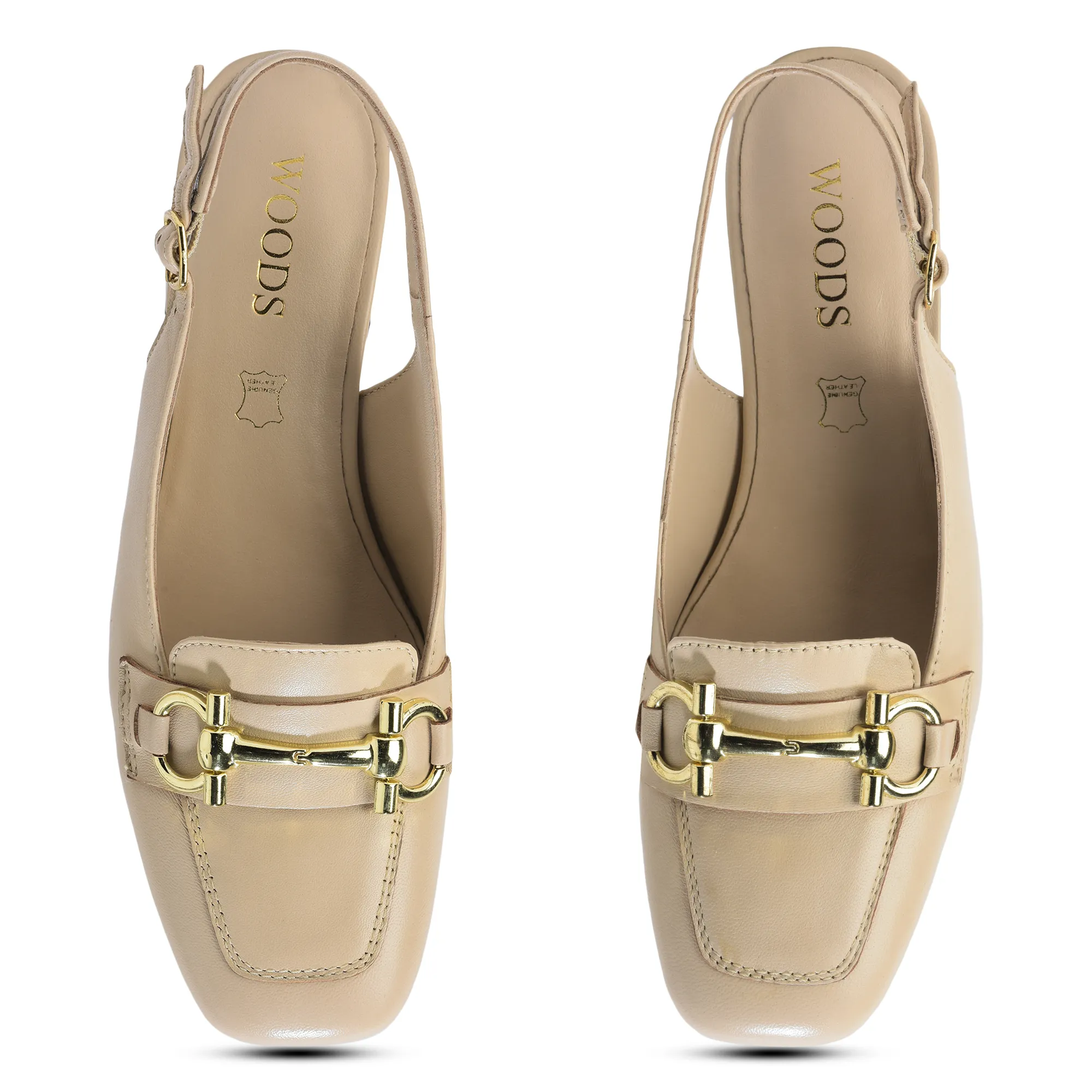 Woodland Ladies Nude Leather Sandal with Signature Gold Accent - Thumbnail 2