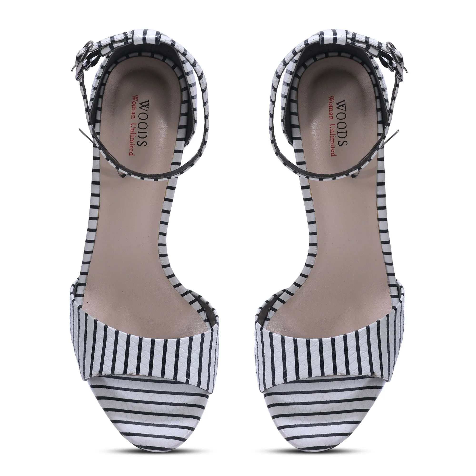 WHITE/BLACK ankle strap sandal for women - Thumbnail 3