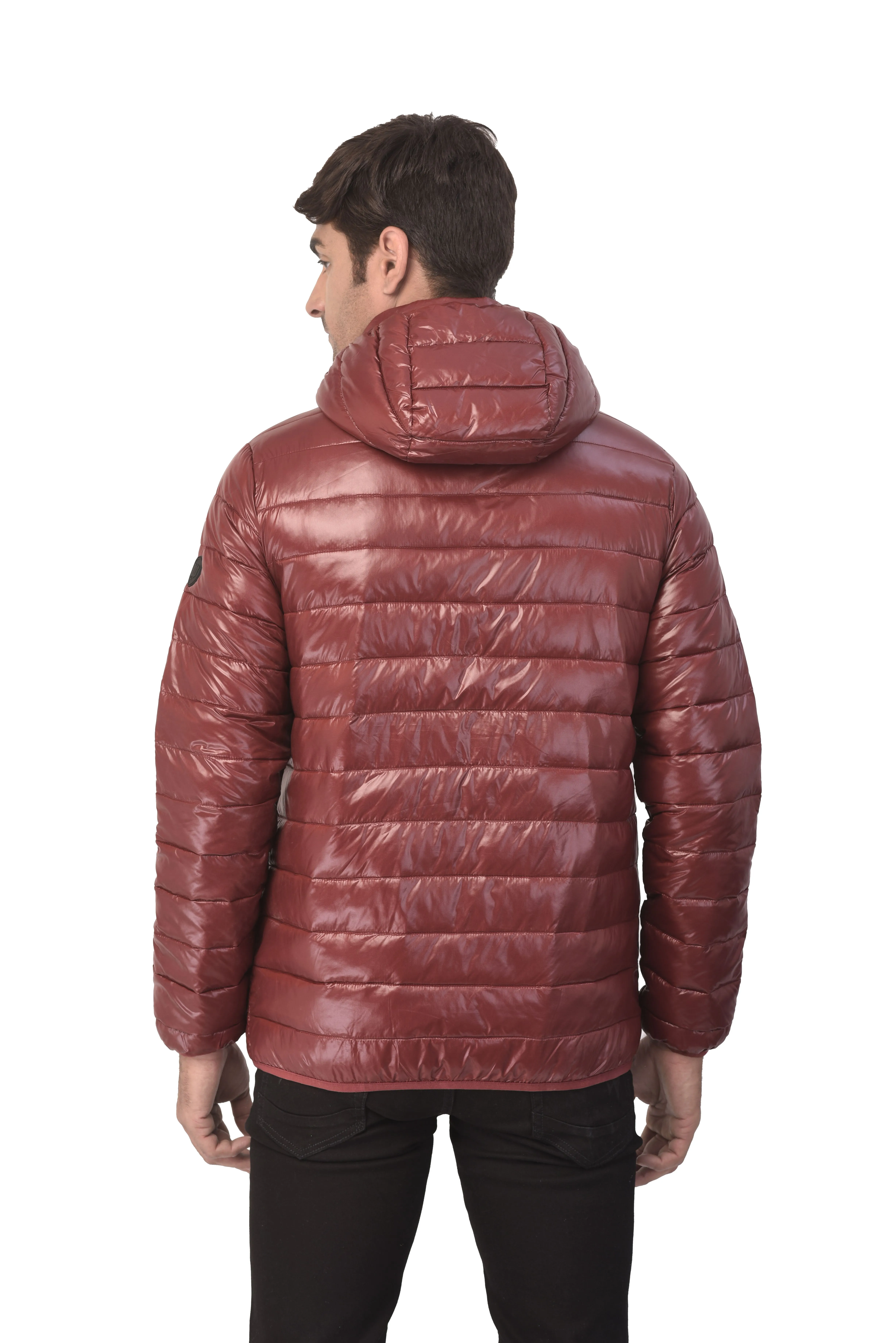Dark wine quilted jacket for men - Thumbnail 6