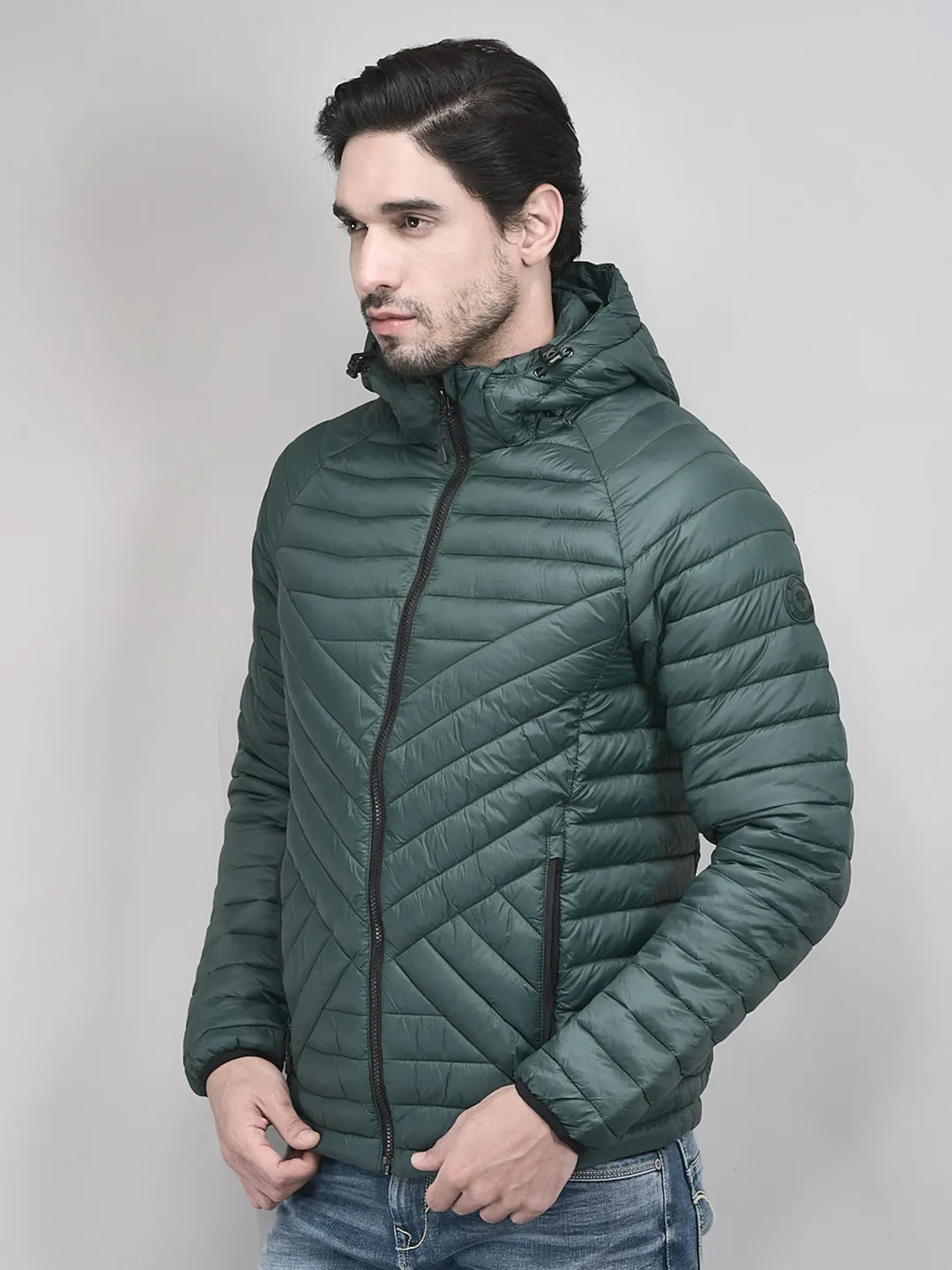 BGreen jacket for men with hood - Thumbnail 3
