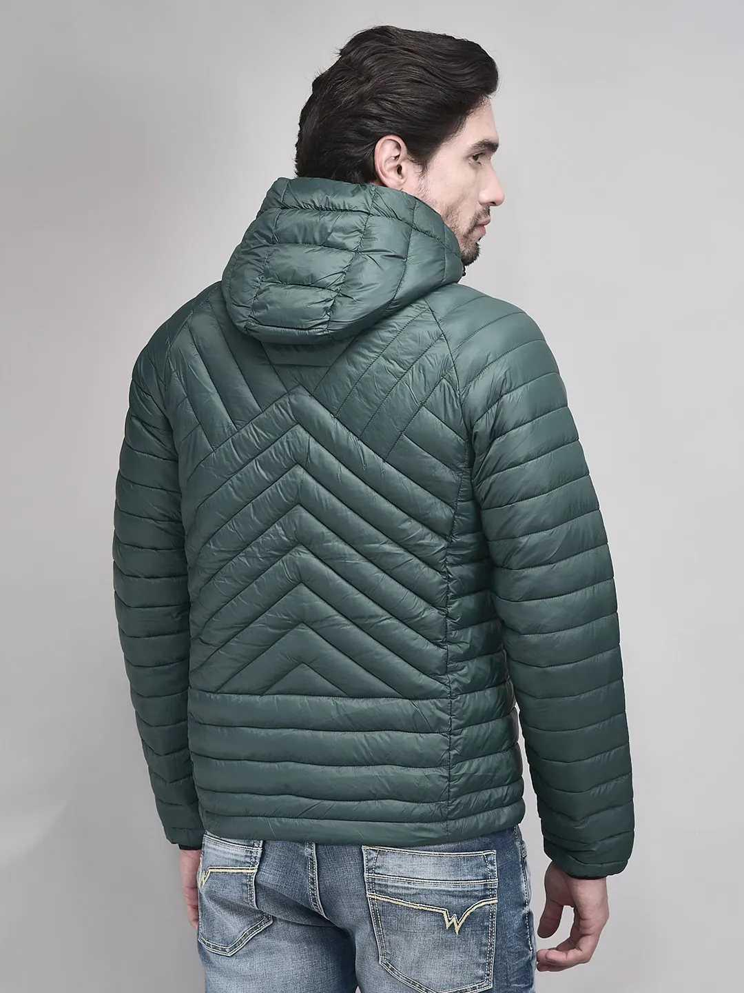 BGreen jacket for men with hood - Thumbnail 8