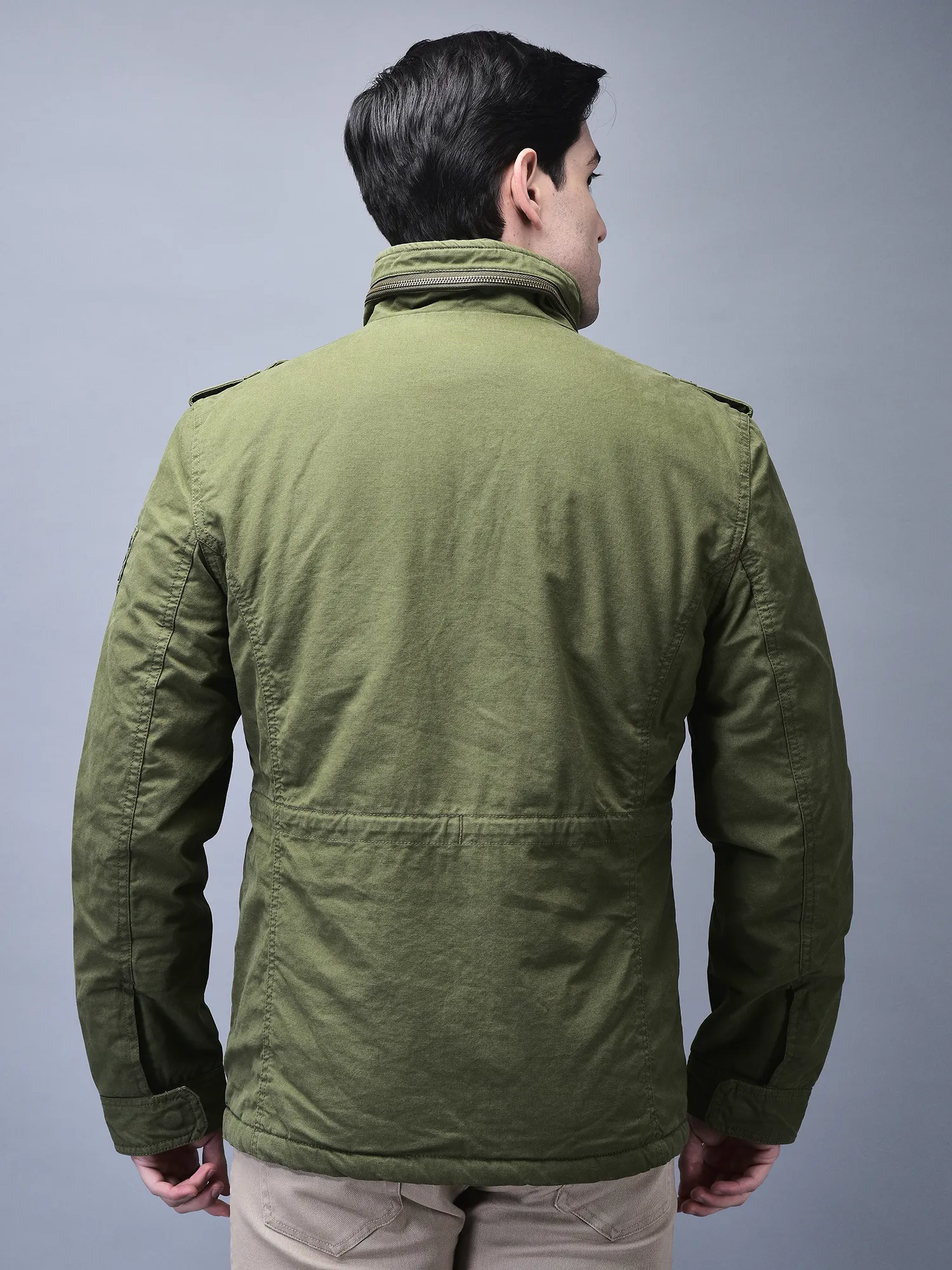 Khaki/ Green jacket for men - Thumbnail 7