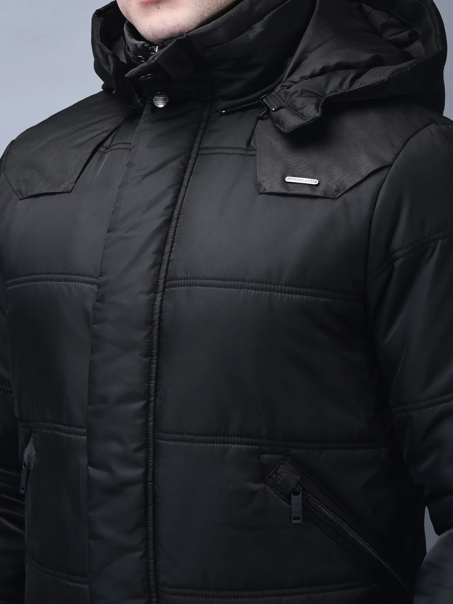 Black jacket for men with hood - Thumbnail 4