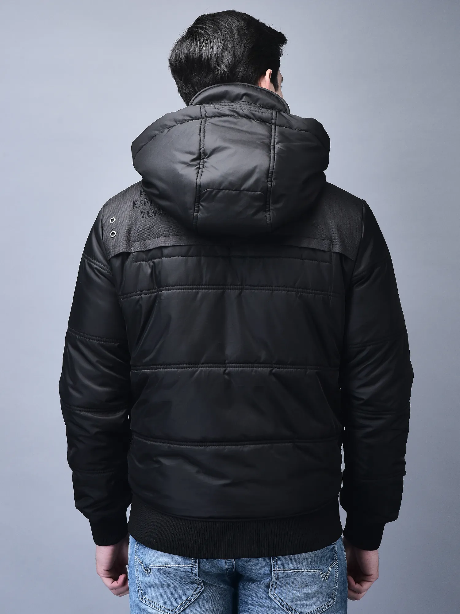 Black jacket for men with hood - Thumbnail 5