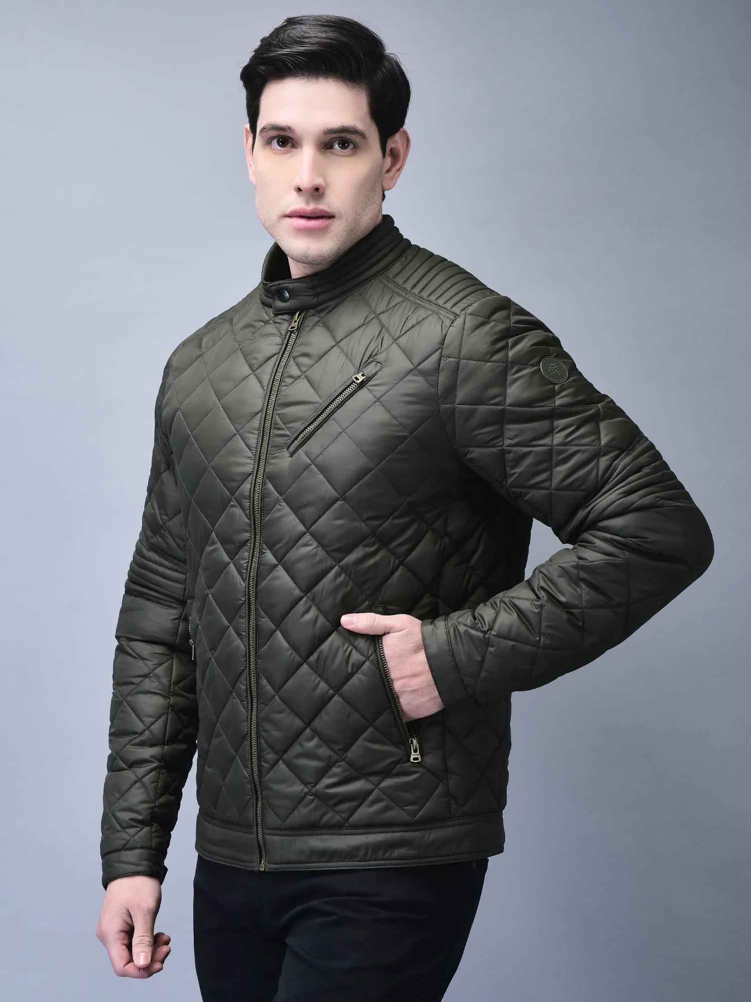 Olive jacket for men - Thumbnail 2