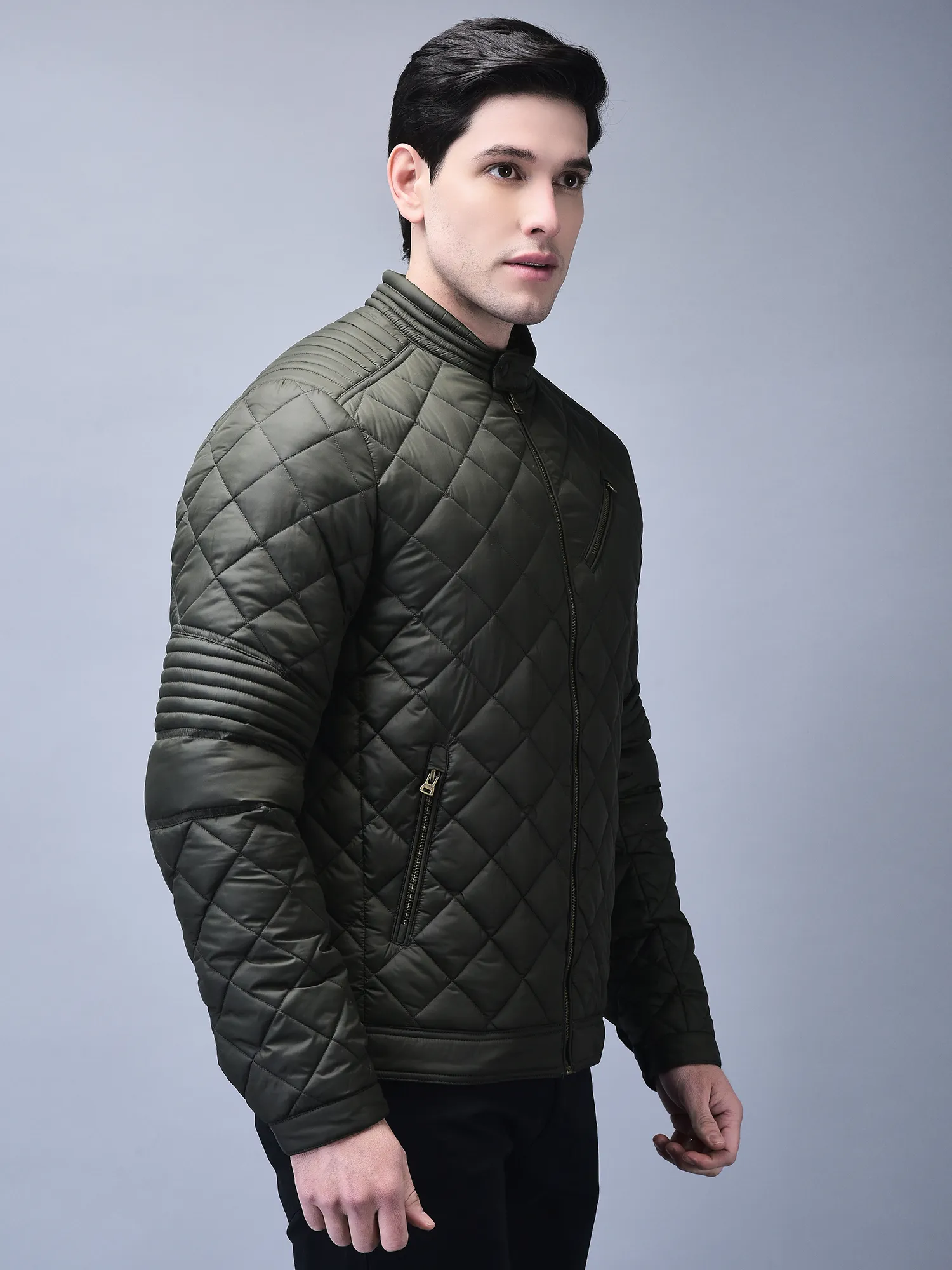 Olive jacket for men - Thumbnail 3
