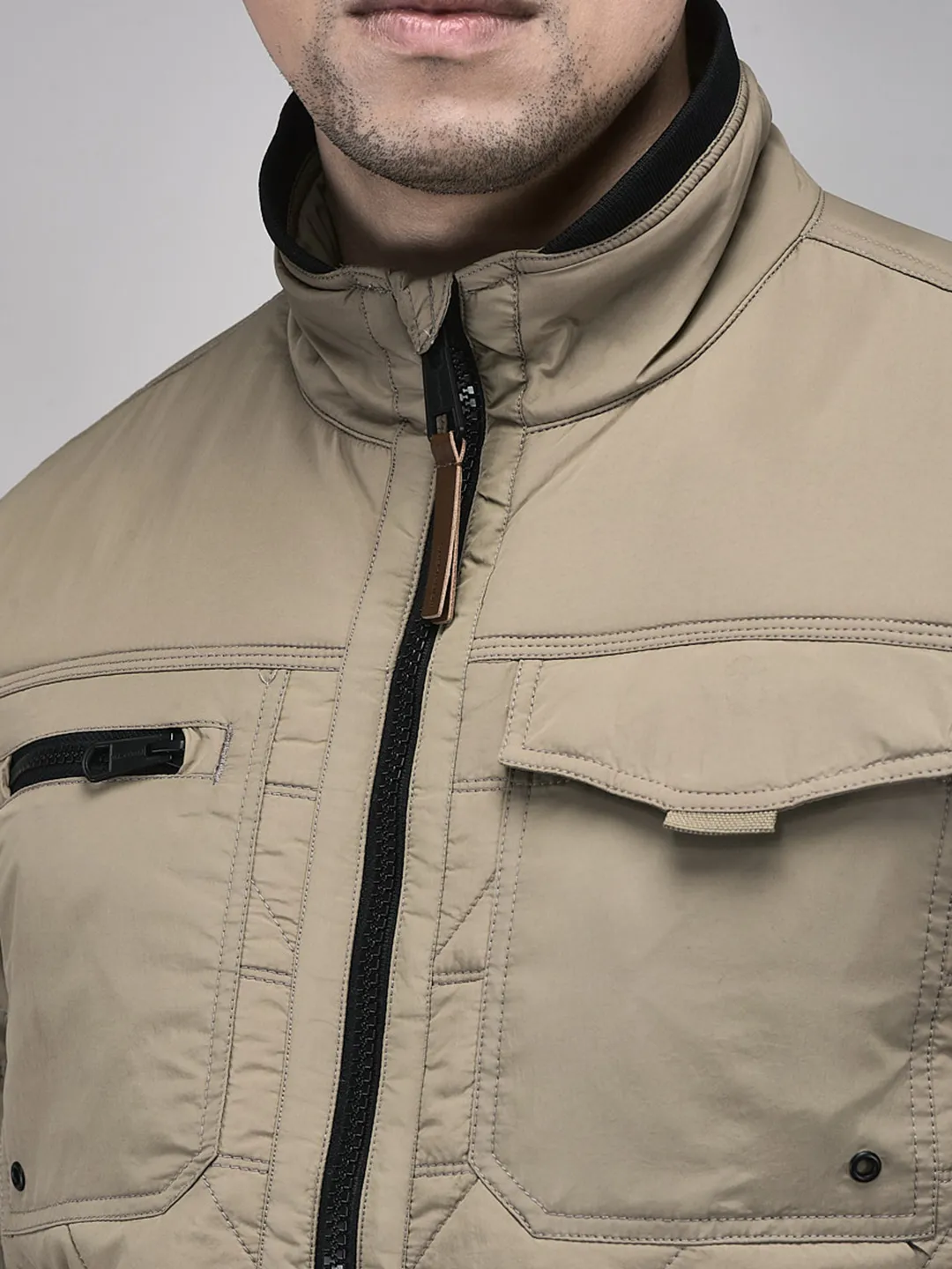 Woodland Men Camel Quilted Nylon Jacket - Thumbnail 4