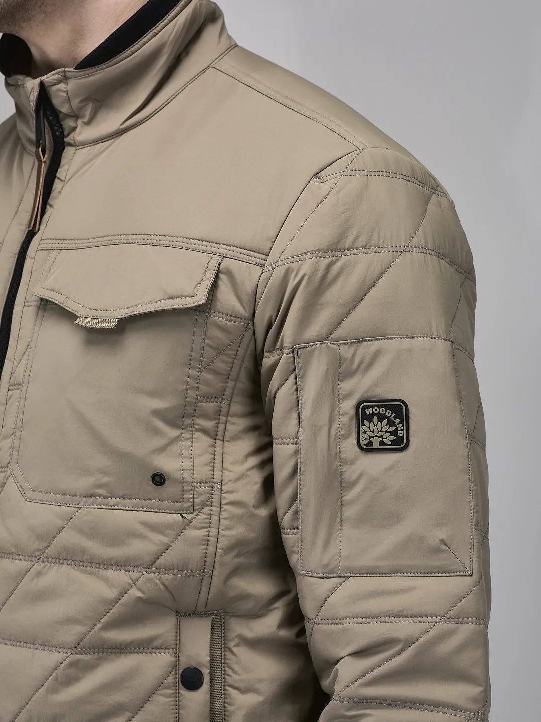 Woodland Men Camel Quilted Nylon Jacket - Thumbnail 5