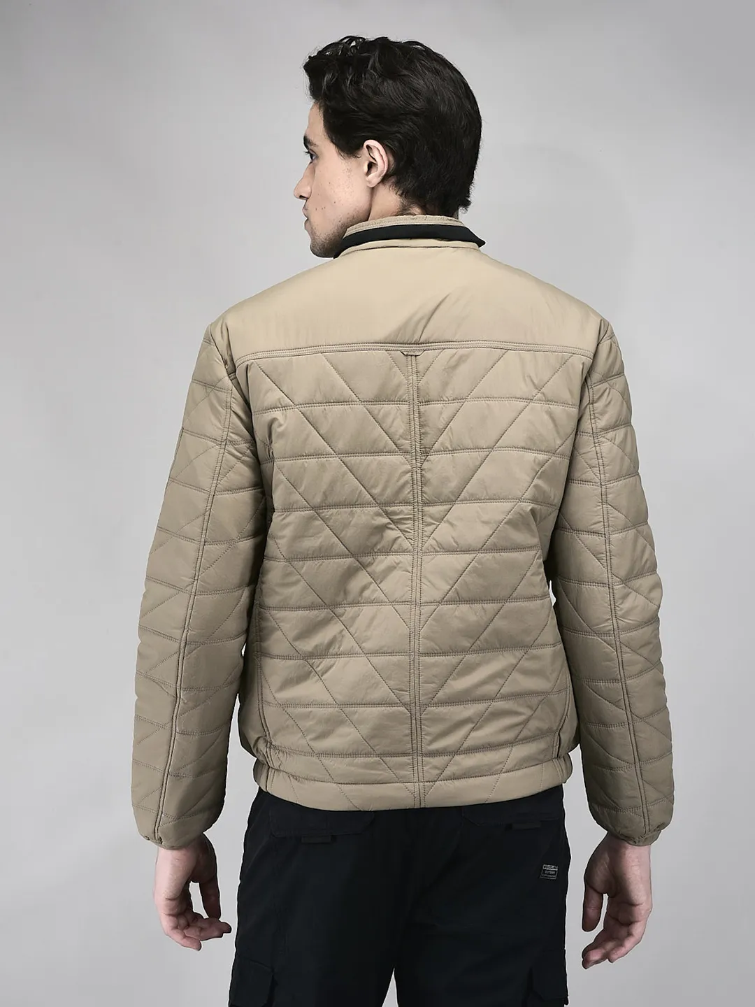 Woodland Men Camel Quilted Nylon Jacket - Thumbnail 7