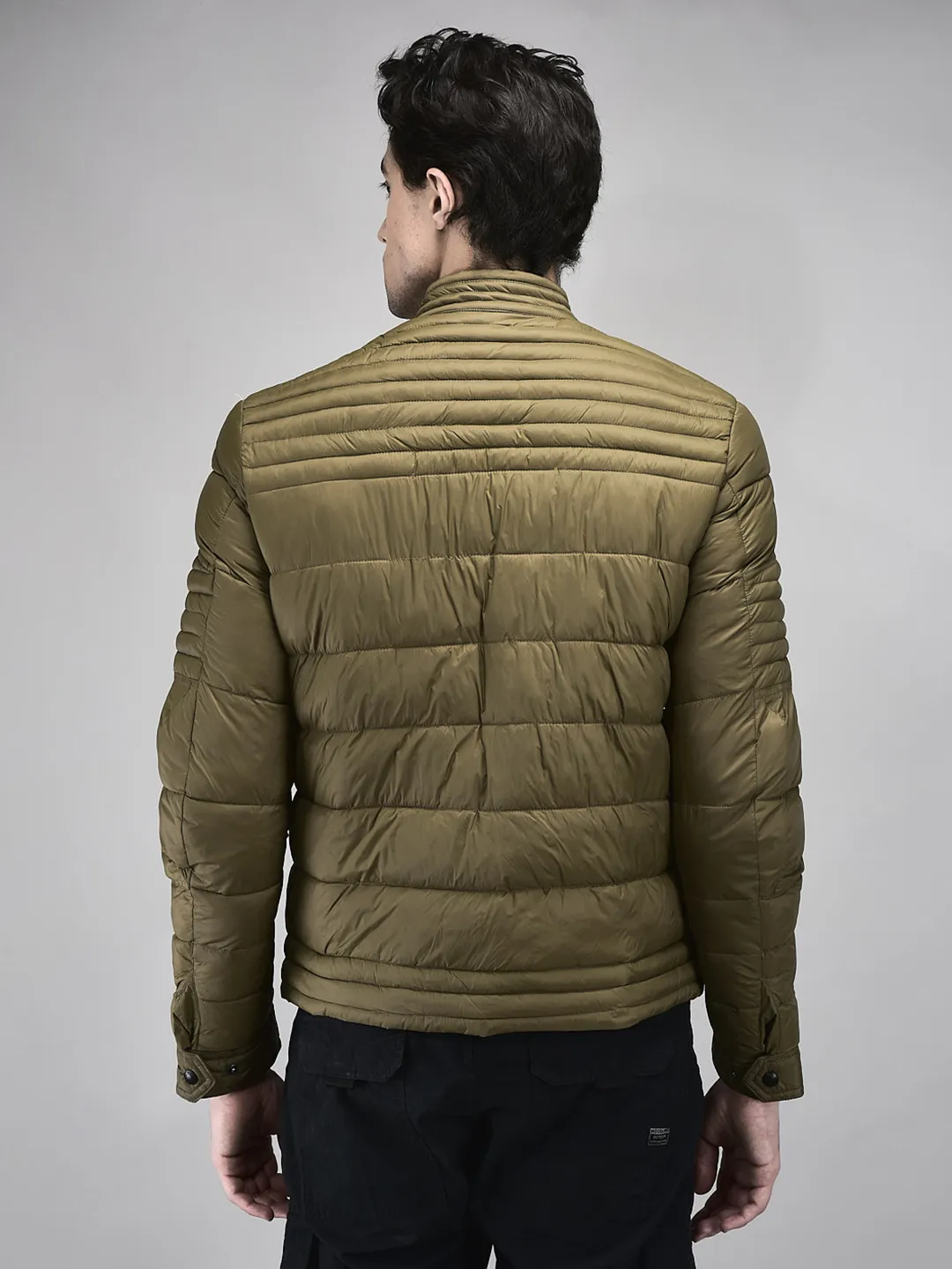 Men Lightweight Puffer Jacket in Military Olive - Thumbnail 7