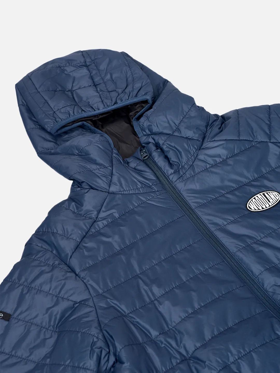 Woodland Men Mblue/Black Nylon Hooded Puffer Jacket 5