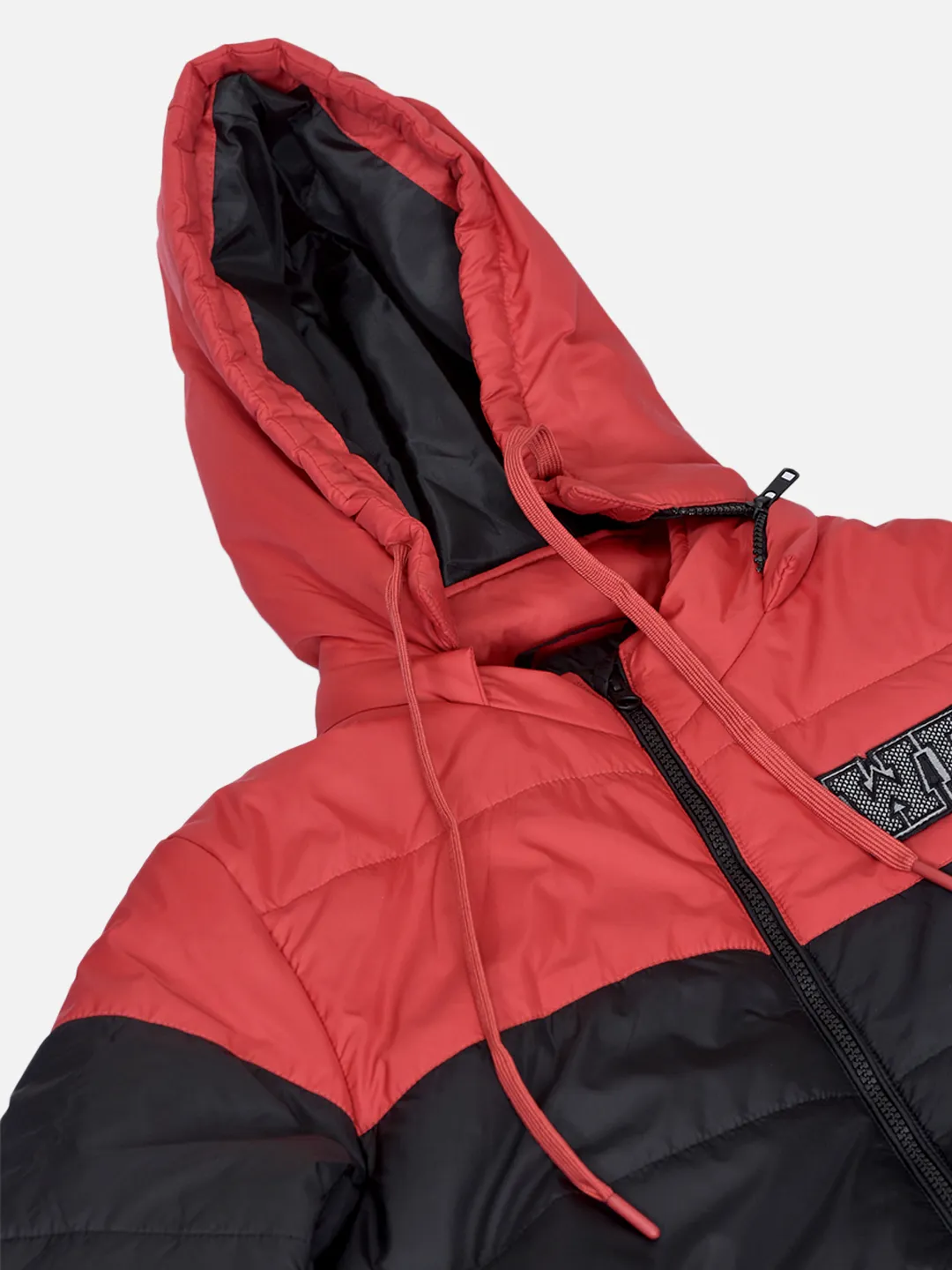 Men Black/Red Polyester Quilted Winter Jacket 5