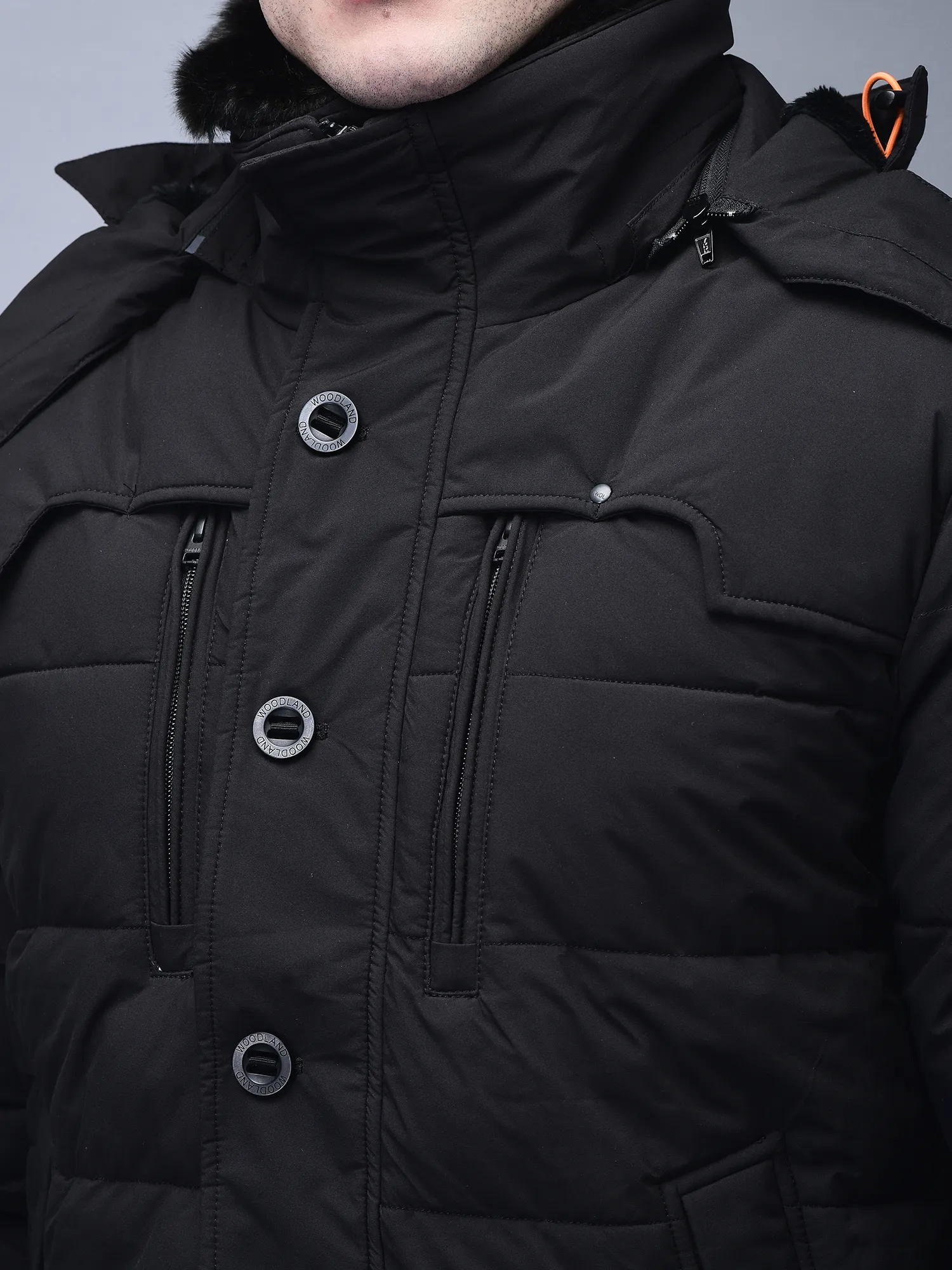 Black jacket for men with hood - Thumbnail 4