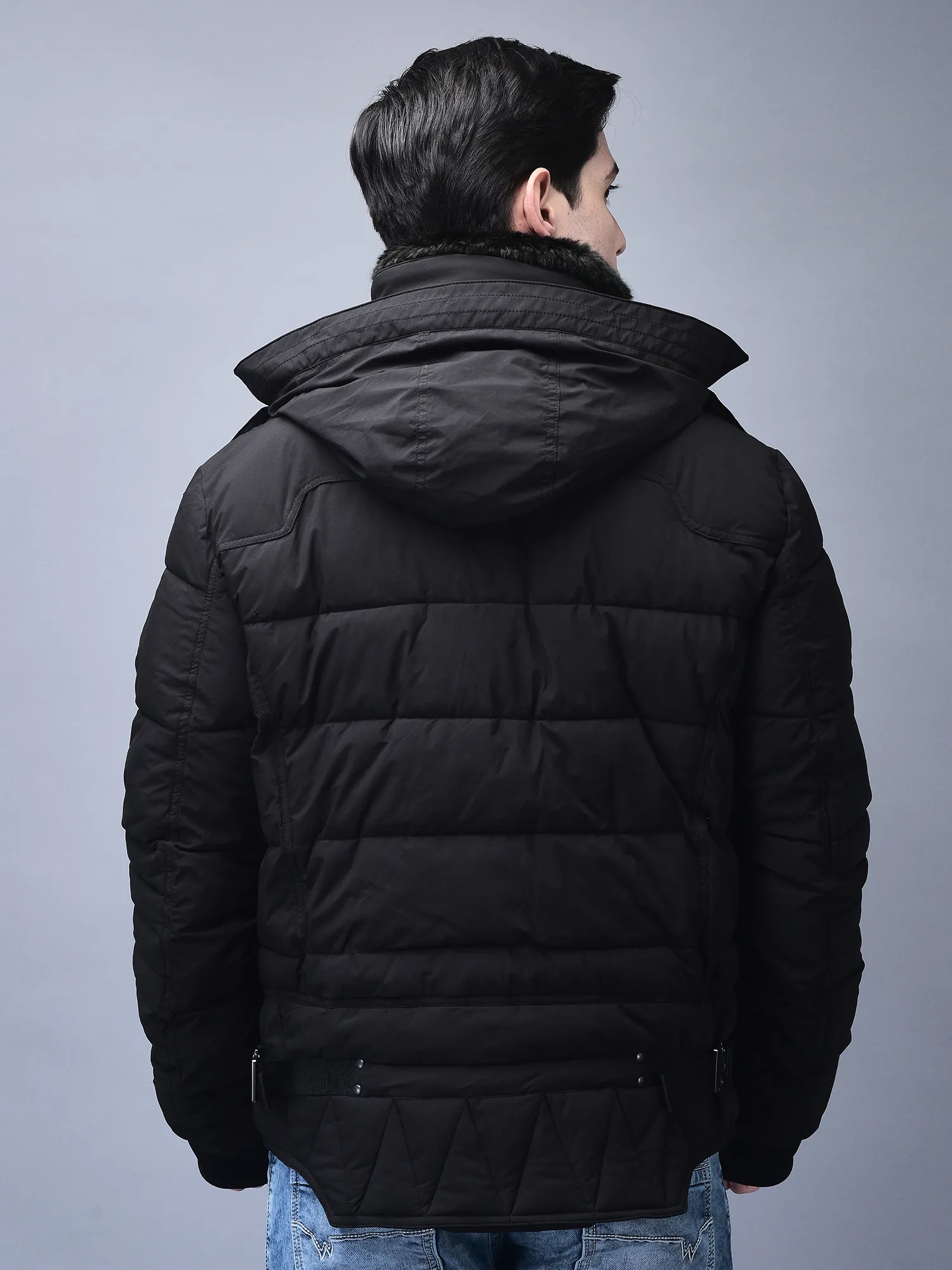 Black jacket for men with hood - Thumbnail 7