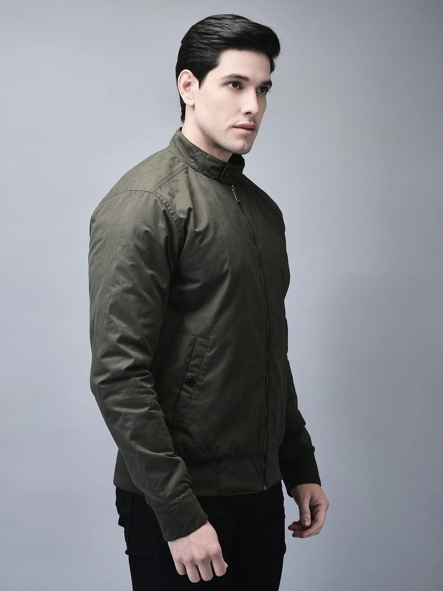 Olive jacket for men - Thumbnail 3
