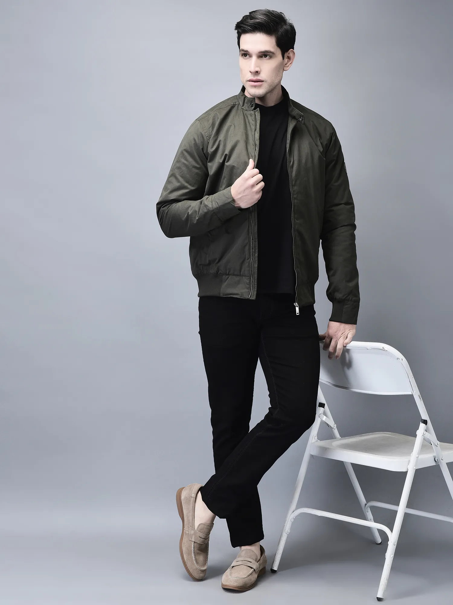 Olive jacket for men - Thumbnail 8