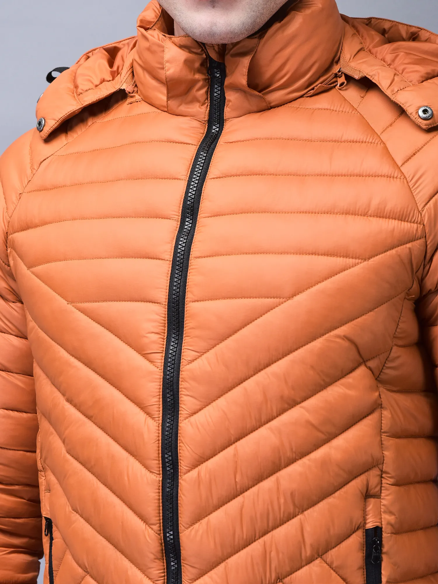 Burnt Orange jacket for men with hood - Thumbnail 4