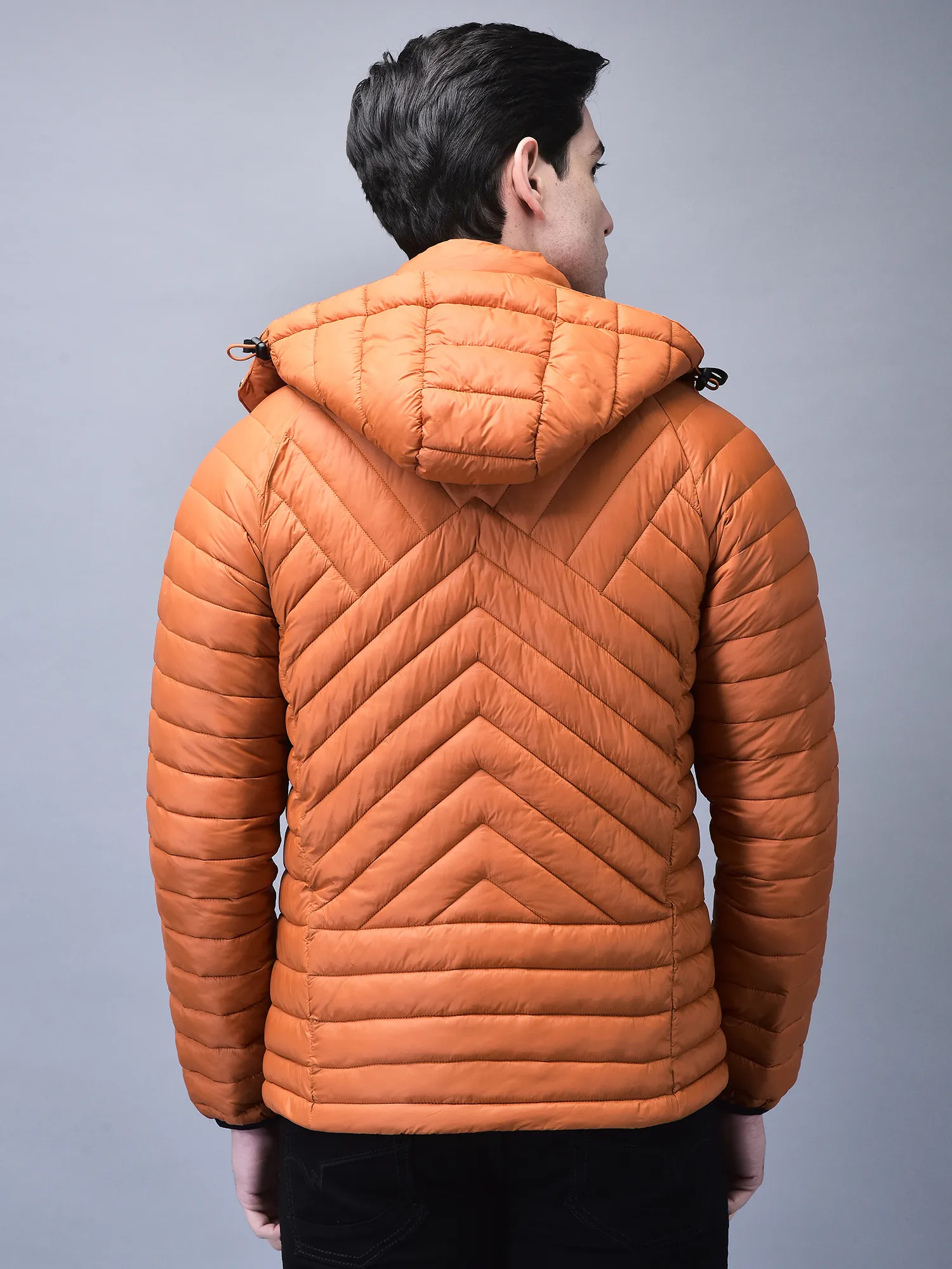 Burnt Orange jacket for men with hood - Thumbnail 7
