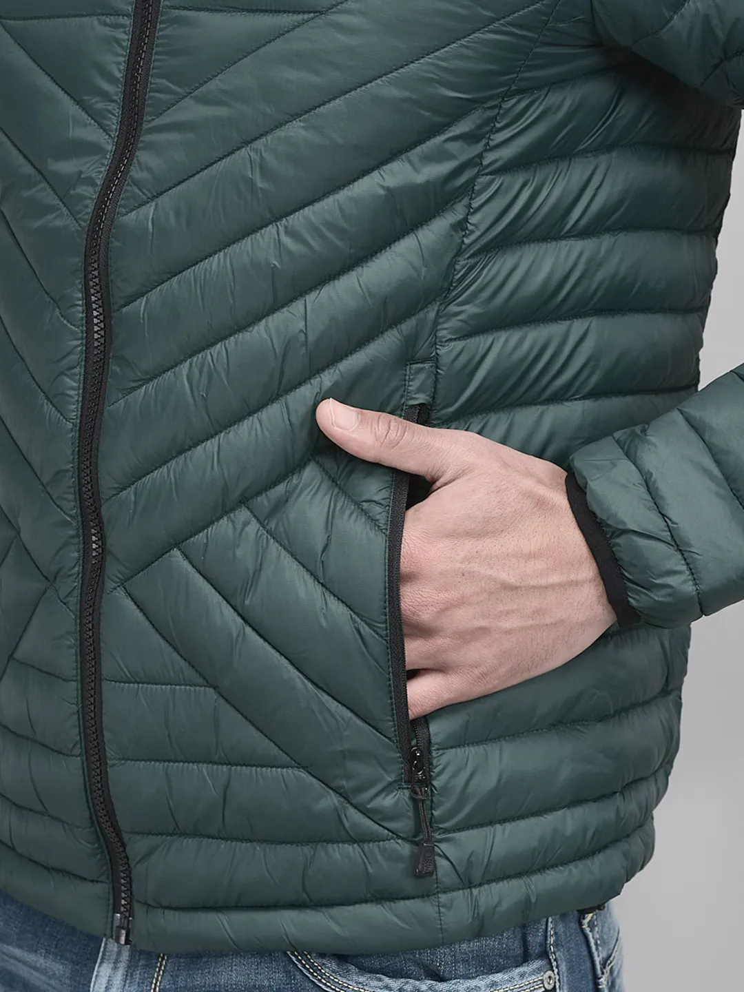 BGreen jacket for men with hood - Thumbnail 5