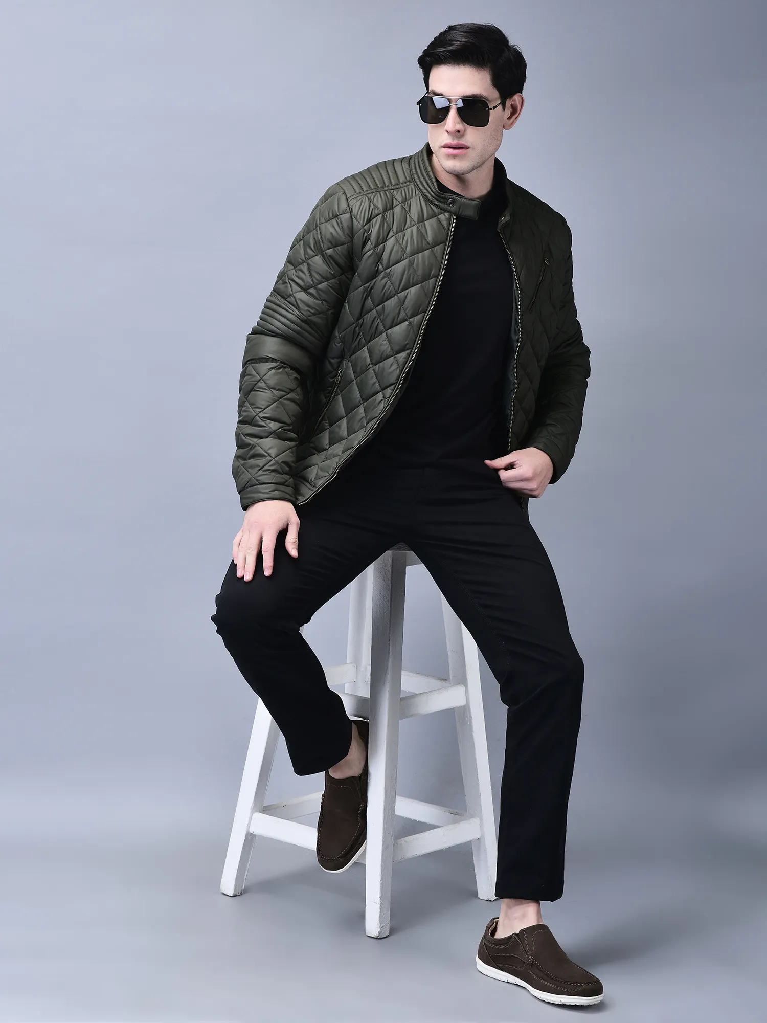 Olive jacket for men - Thumbnail 8