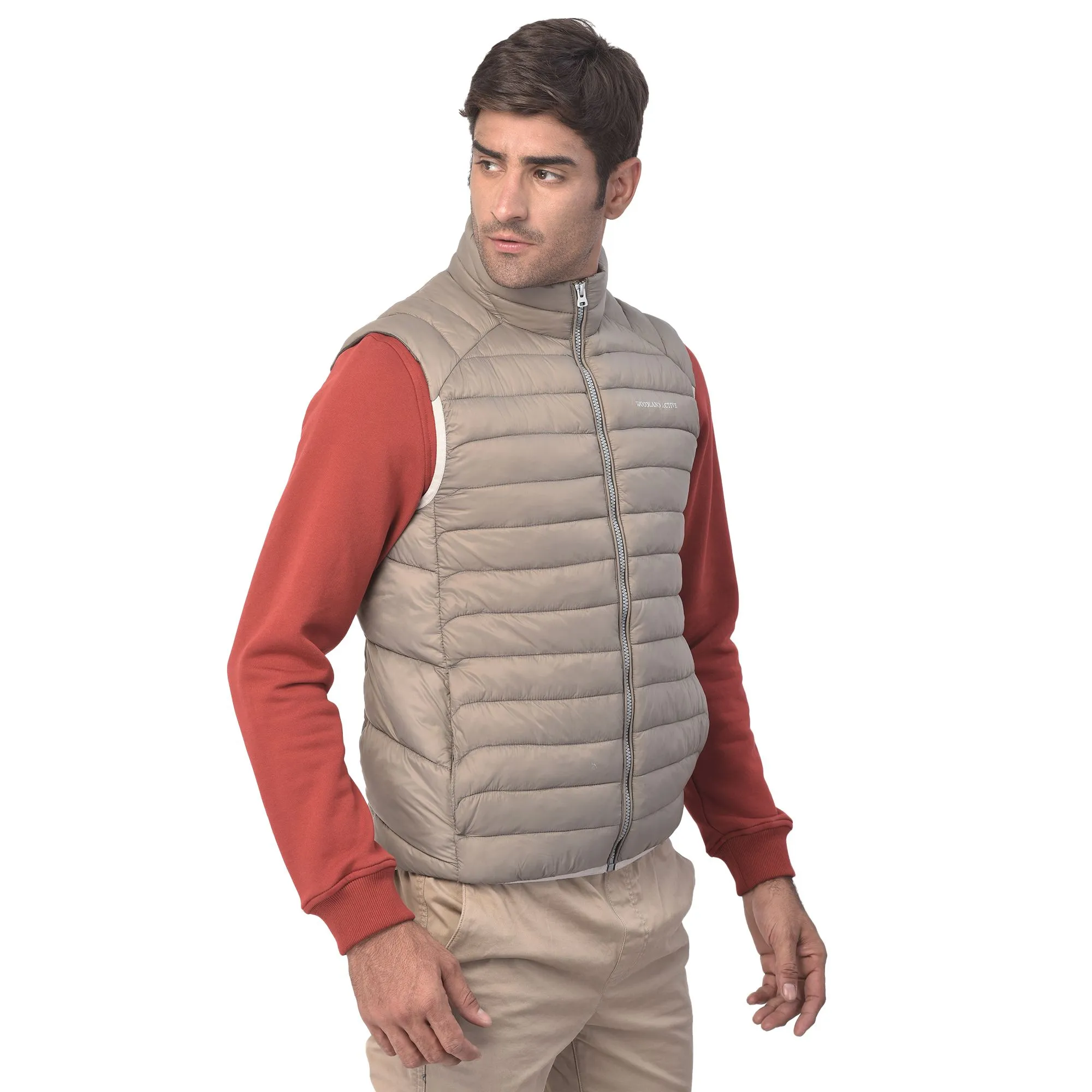 Sage green/Major brown sleeveless jacket - Thumbnail 4