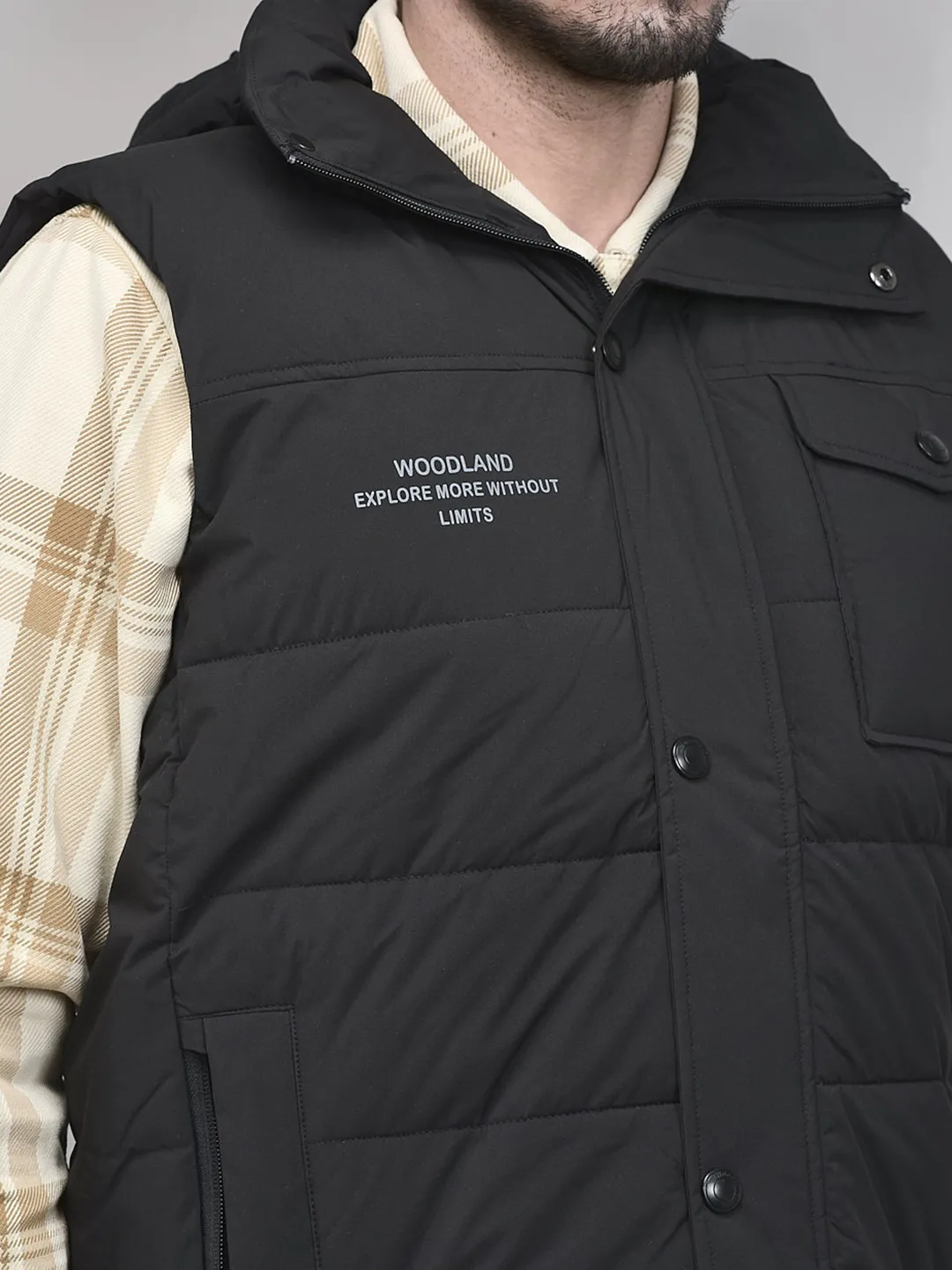 Black sleeveless jacket for men with hood - Thumbnail 4