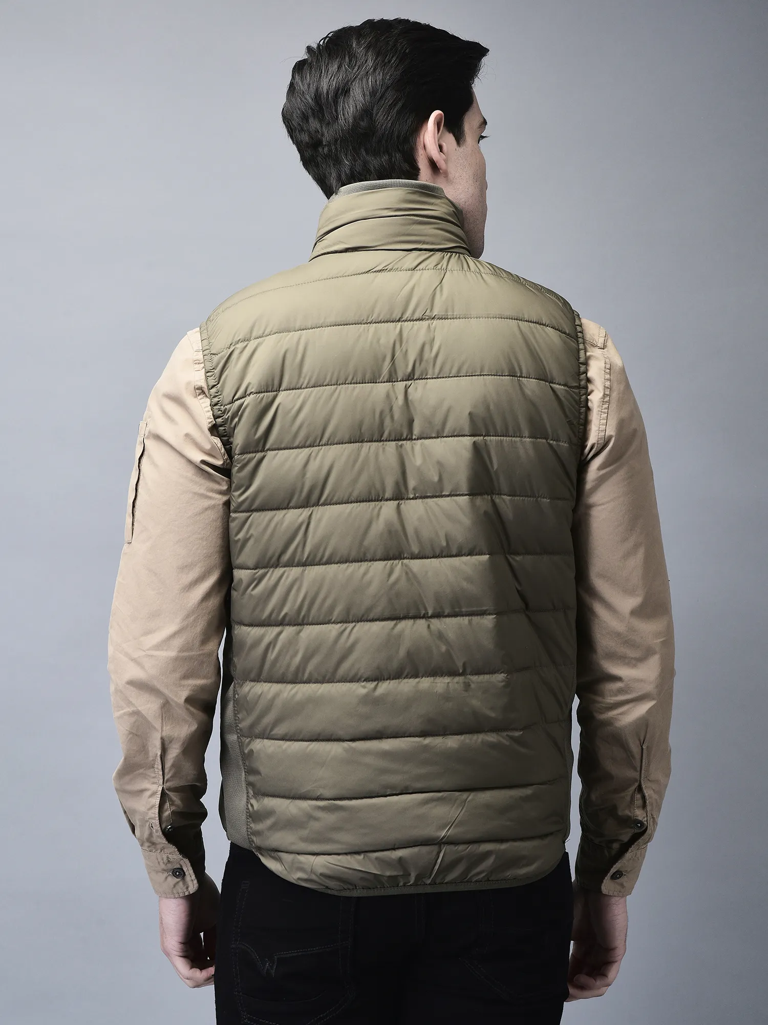 Olive sleeveless jacket for men  - Thumbnail 6