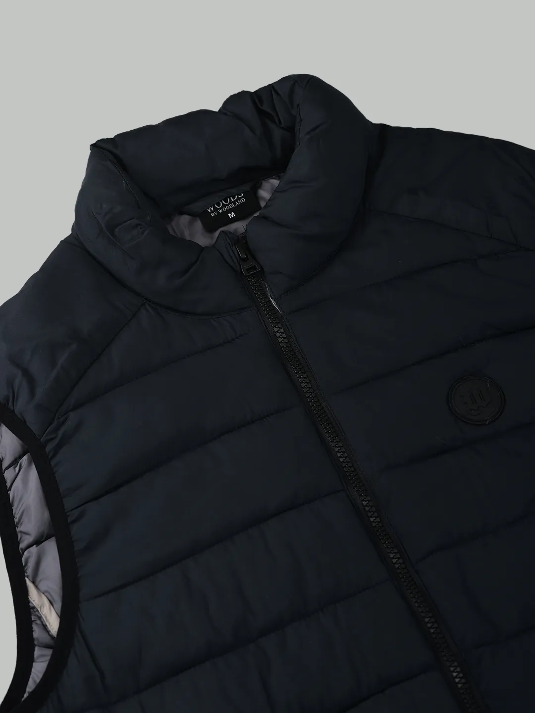 Woods Men Quilted High-Neck Dnavy Polyester Jacket - Thumbnail 5