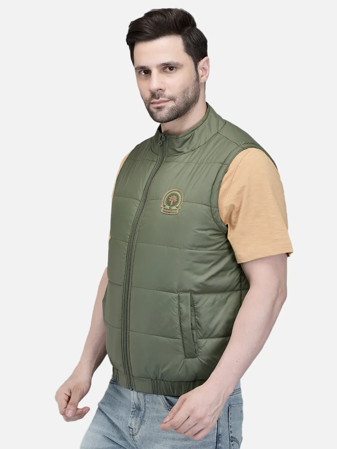Men Olive Lightweight Sleeveless Outdoor Jacket 2