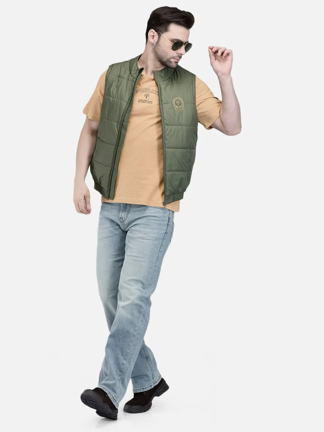 Men Olive Lightweight Sleeveless Outdoor Jacket 7
