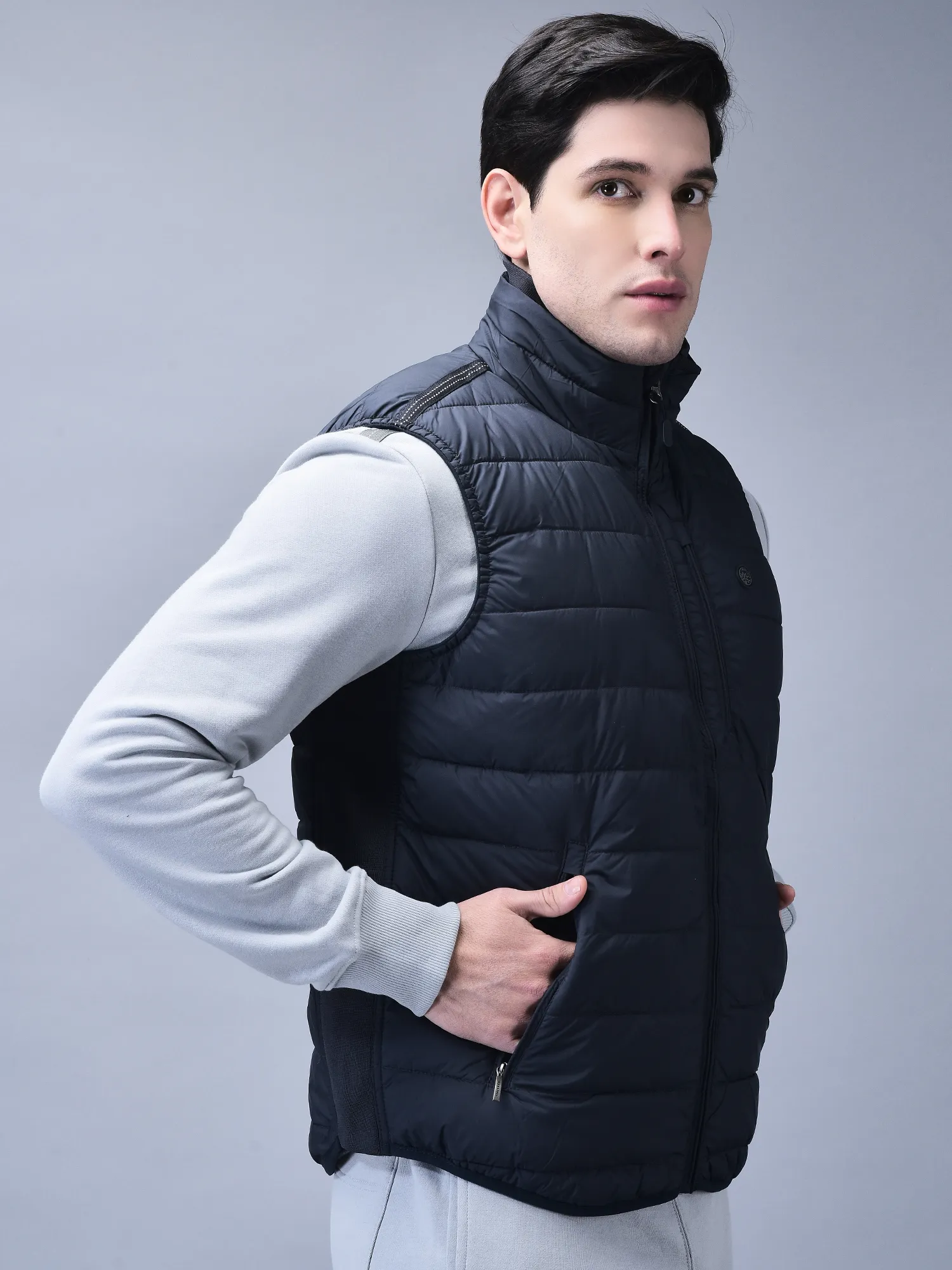 Navy sleeveless jacket for men  - Thumbnail 3