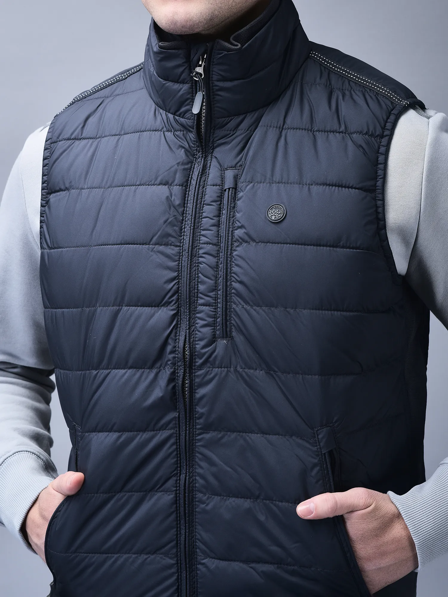 Navy sleeveless jacket for men  - Thumbnail 4