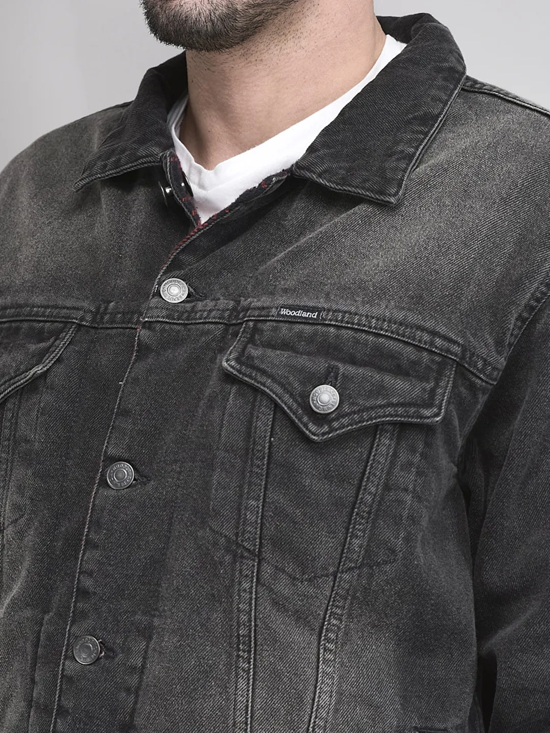 Charcol Reversible Denim Jacket for Men - Thumbnail 5
