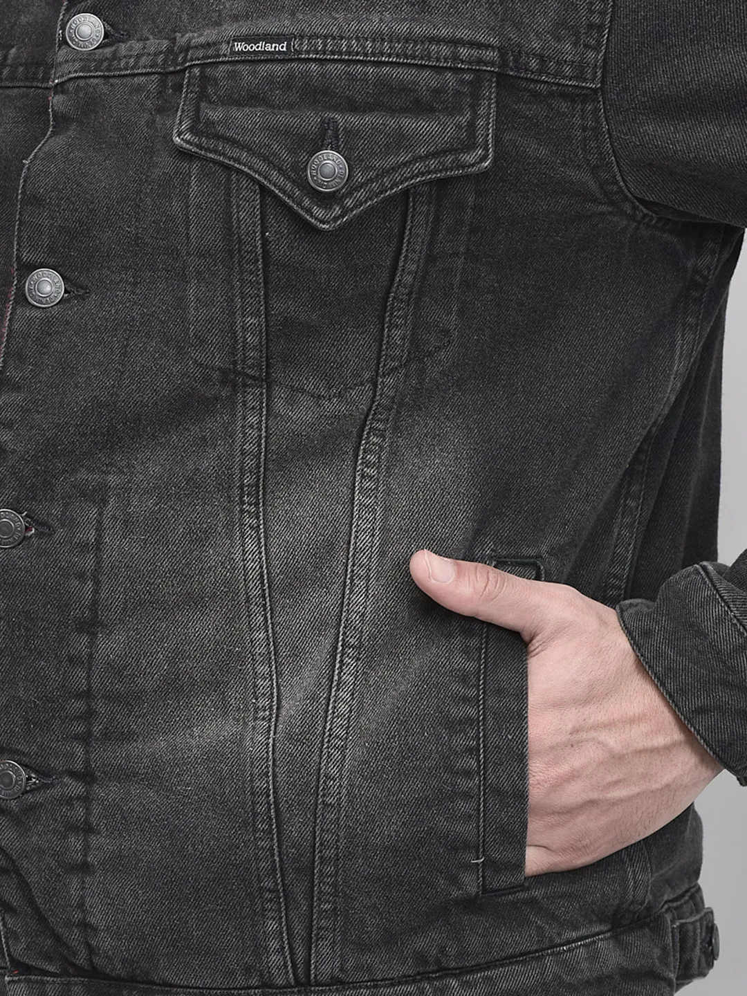 Charcol Reversible Denim Jacket for Men - Thumbnail 7