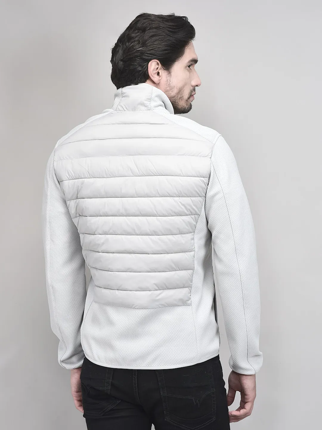 Nylon Men Grey Front Open Jacket - Thumbnail 8