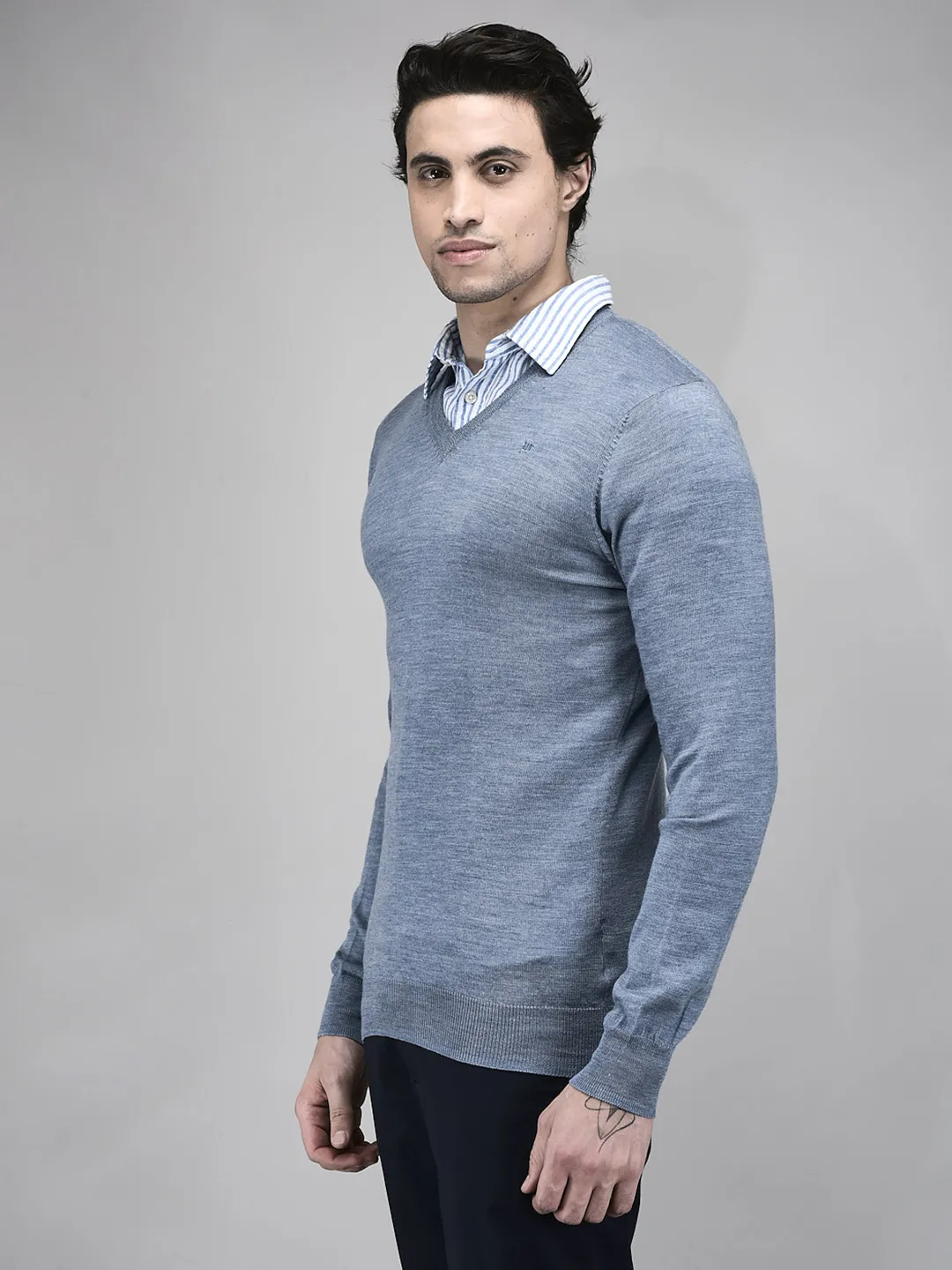 Woods SBlue V Neck Pullover For Men - Thumbnail 3