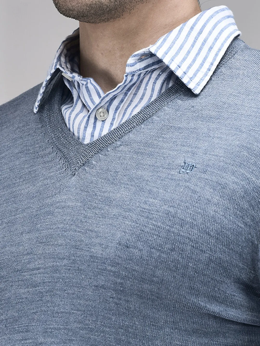 Woods SBlue V Neck Pullover For Men - Thumbnail 4