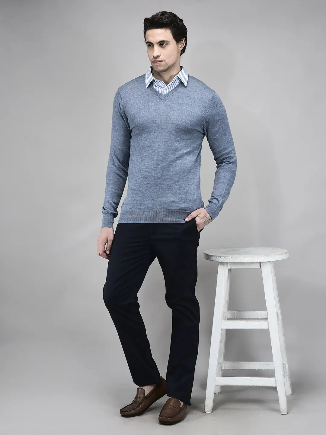 Woods SBlue V Neck Pullover For Men - Thumbnail 7