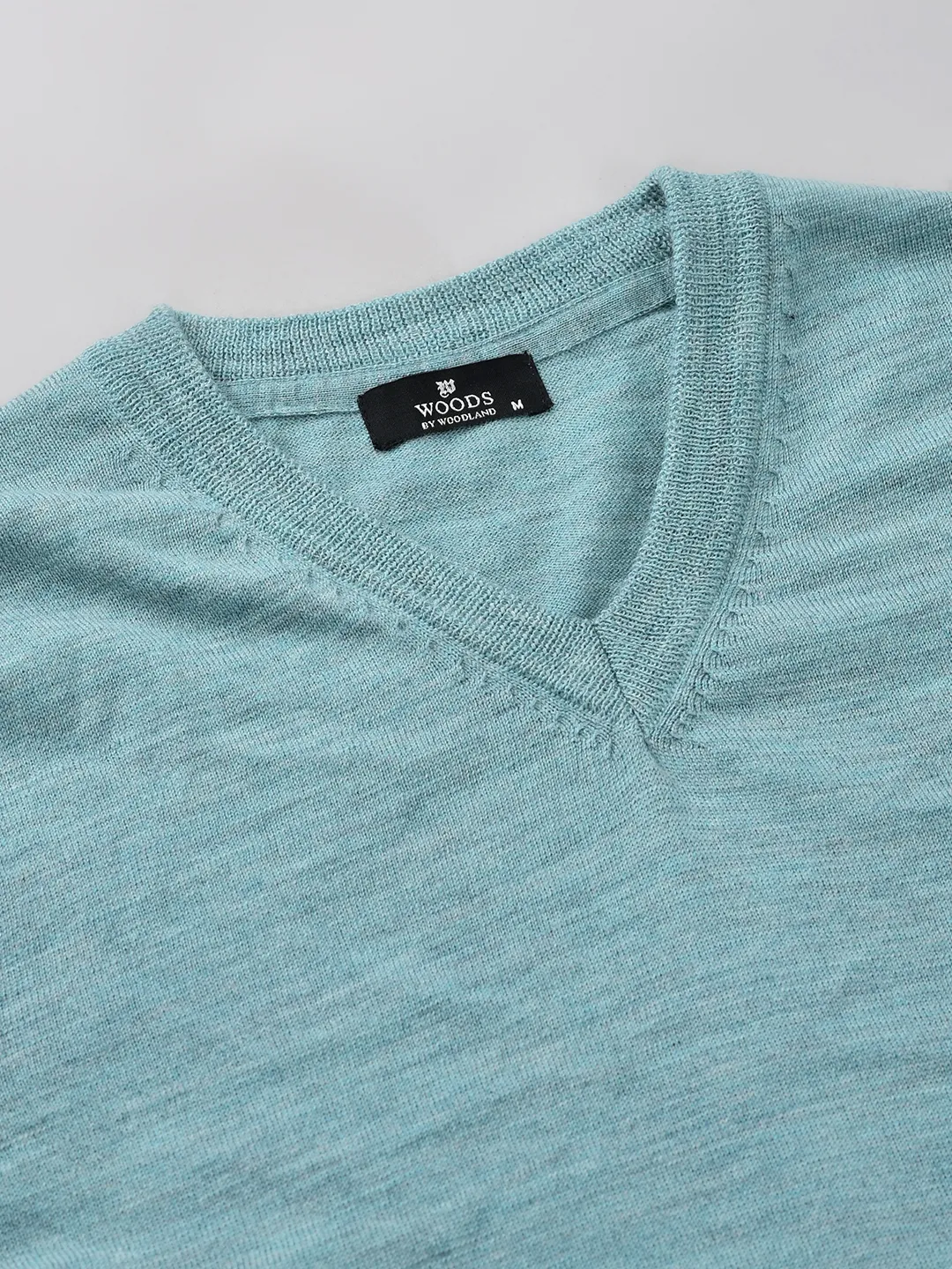 Woods Sea Green V Neck Pullover For Men - Thumbnail 5
