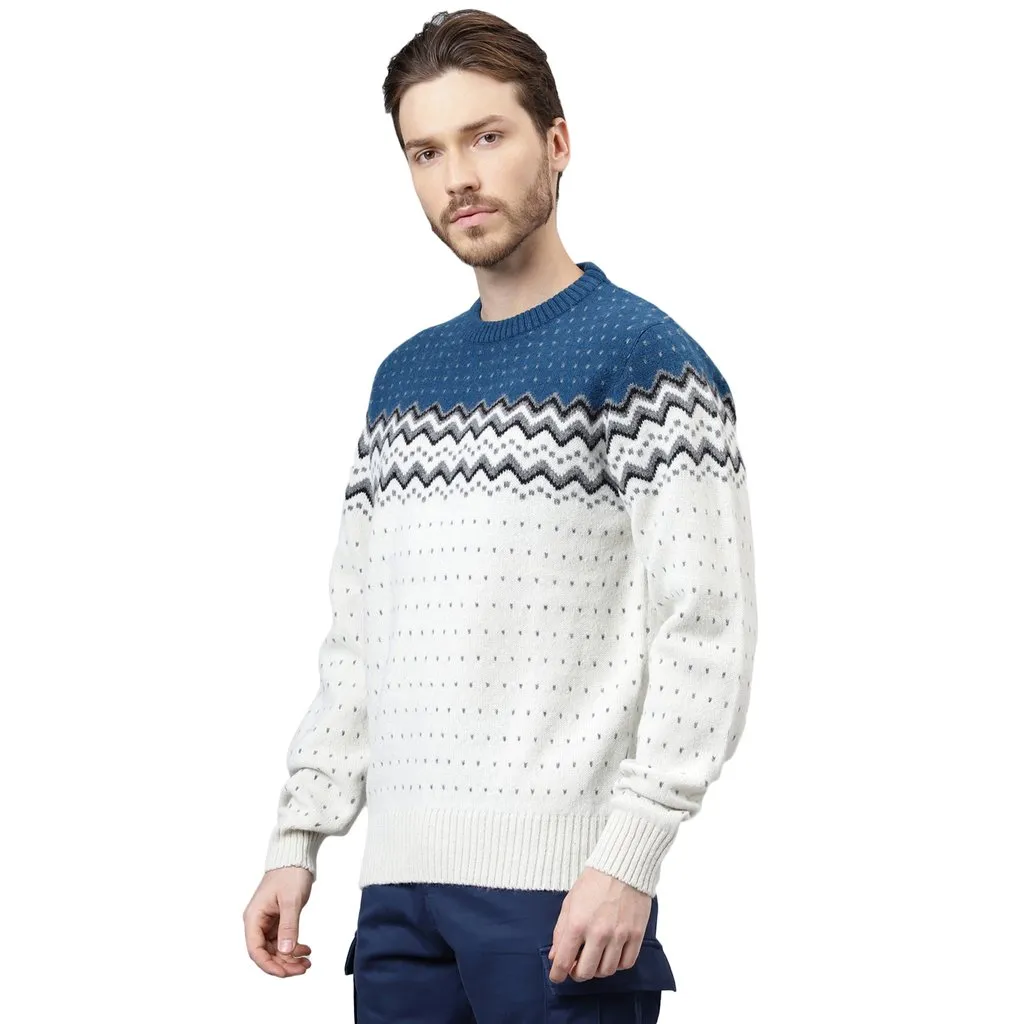 Cream Multi Pullover for Men - Thumbnail 2