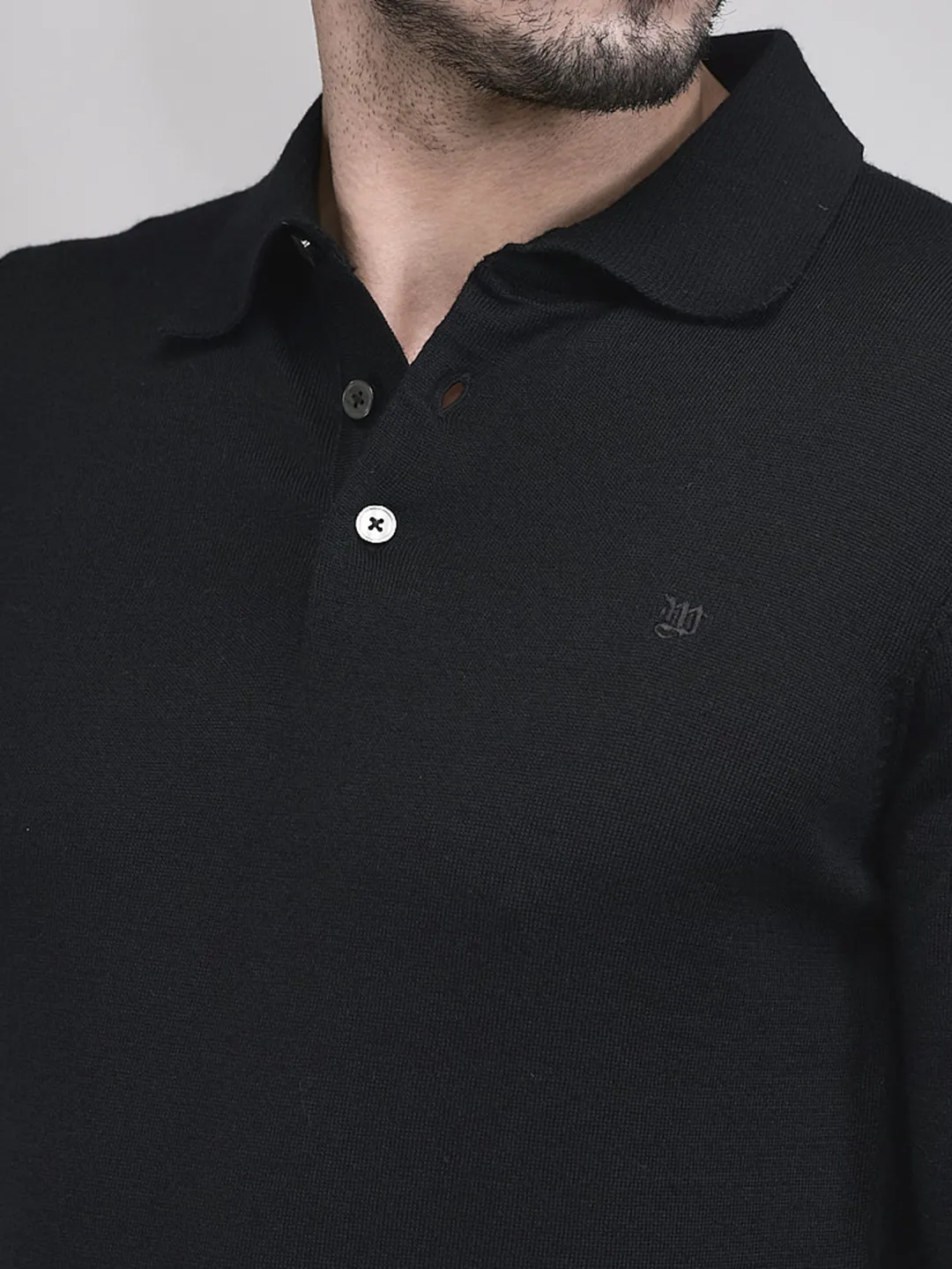 Woods Black Polo Jumper For Men - Thumbnail 4