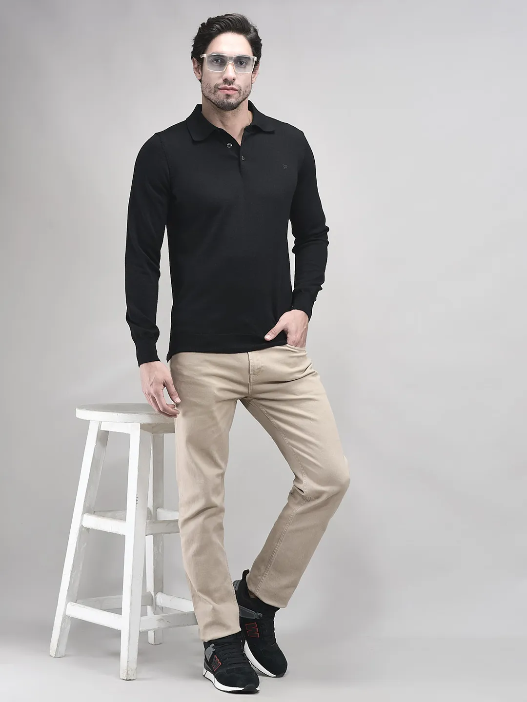 Woods Black Polo Jumper For Men - Thumbnail 7
